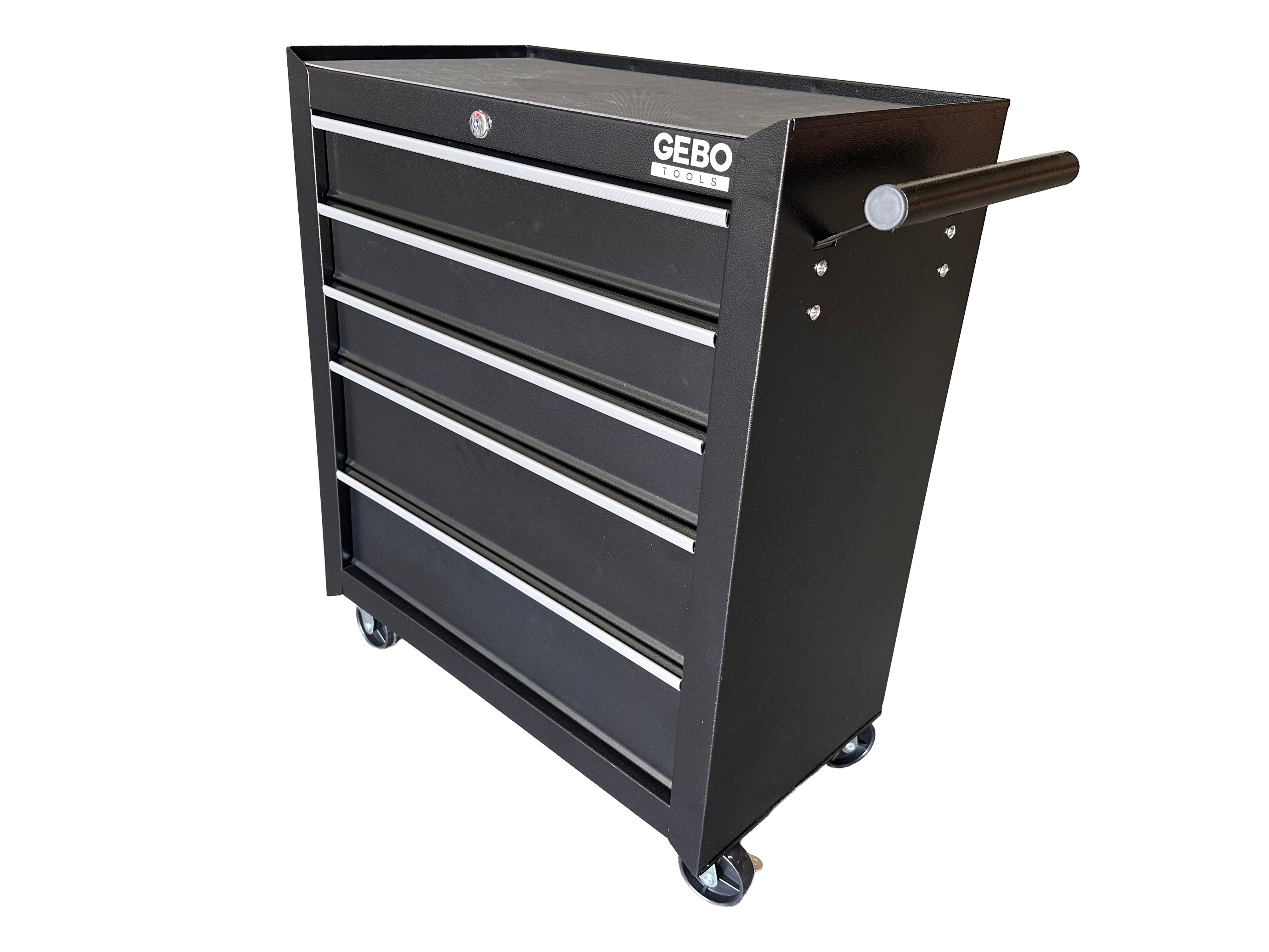 Armadio metallico senza attrezzi con 5 cassetti nero, carrello portautensili , cassetta porta attrezzi mobile Gebo Tools