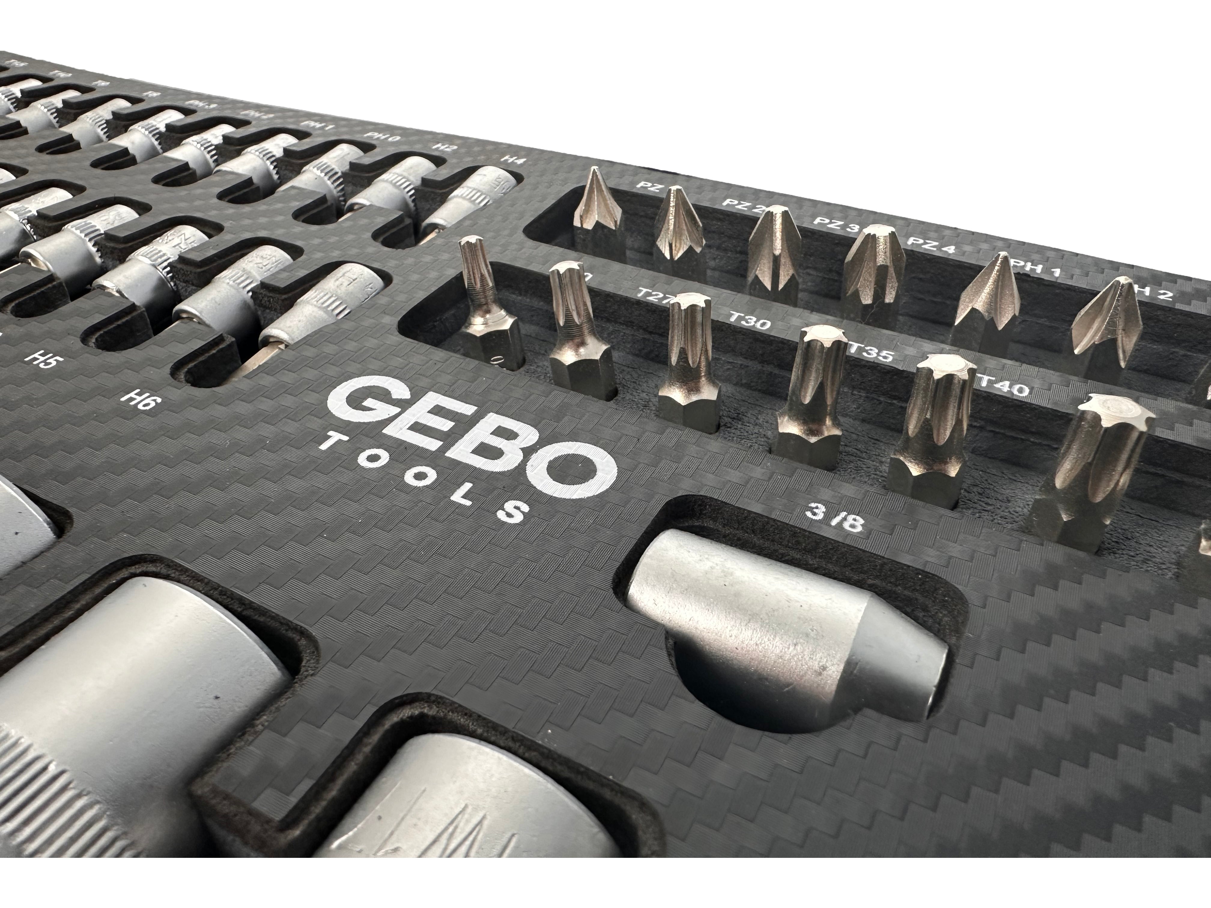 Set di 101 inserti bit in schiuma espansa, inserto schiuma a forma di cubo, modulo per carrelli portautensili, Gebo Tools