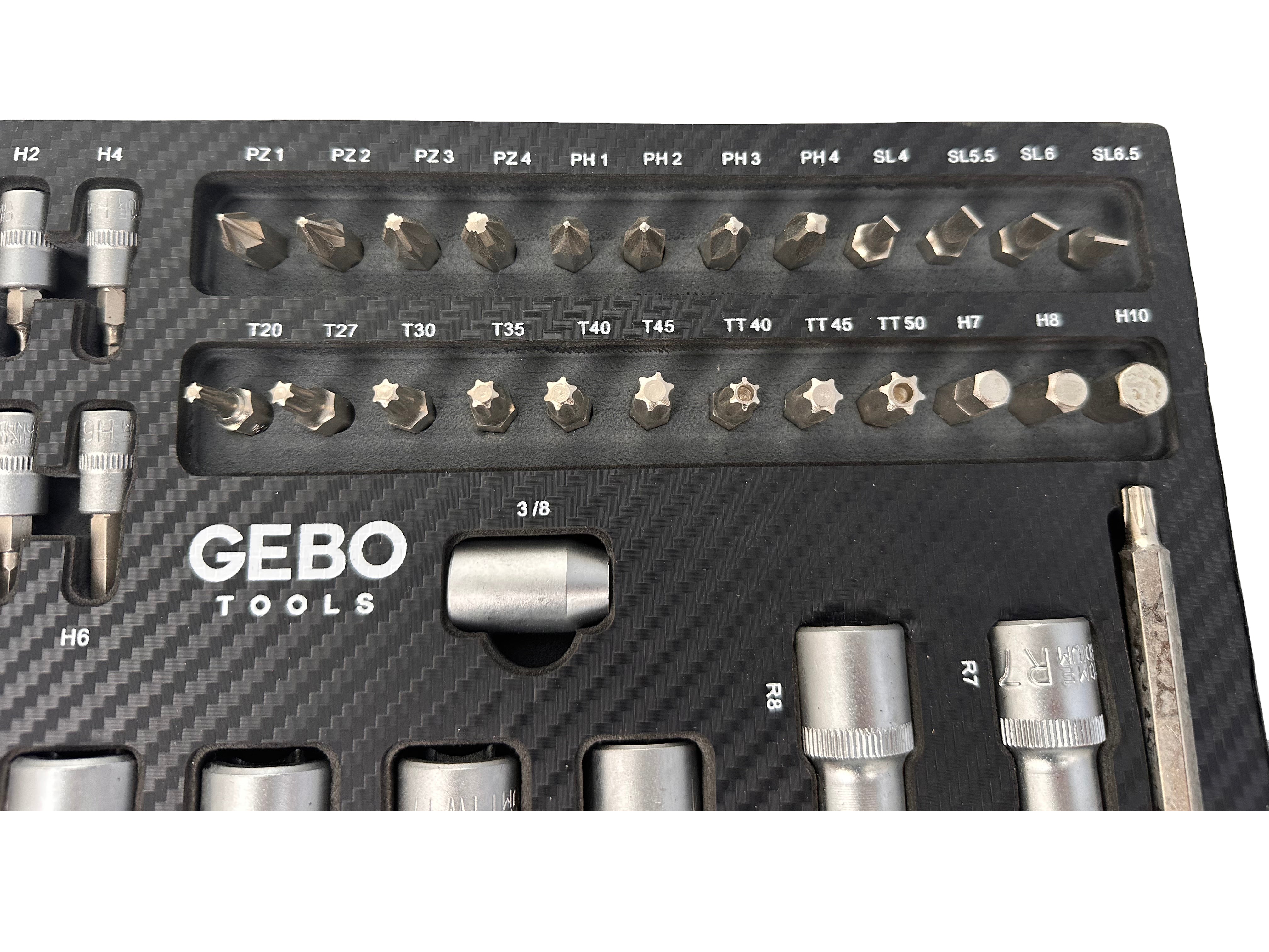 Set di 101 inserti bit in schiuma espansa, inserto schiuma a forma di cubo, modulo per carrelli portautensili, Gebo Tools