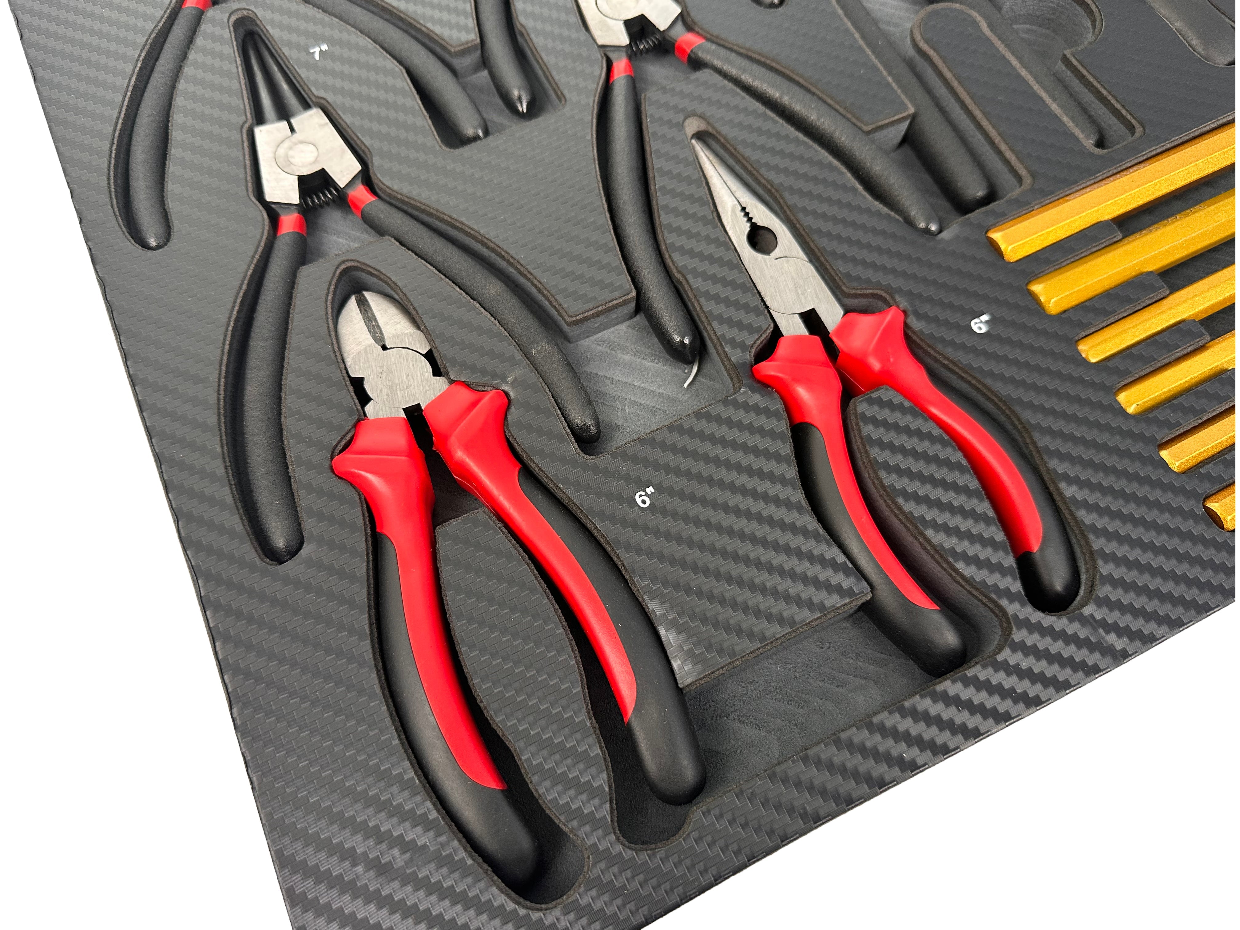 Modulo in spugna porta attrezzi per armadio utensili ,pinze ,punzoni e martello, termoformato rigido vuoto per cassettiera officina 16 pezzi, 54 × 39,5 × 3 cm Gebo Tools