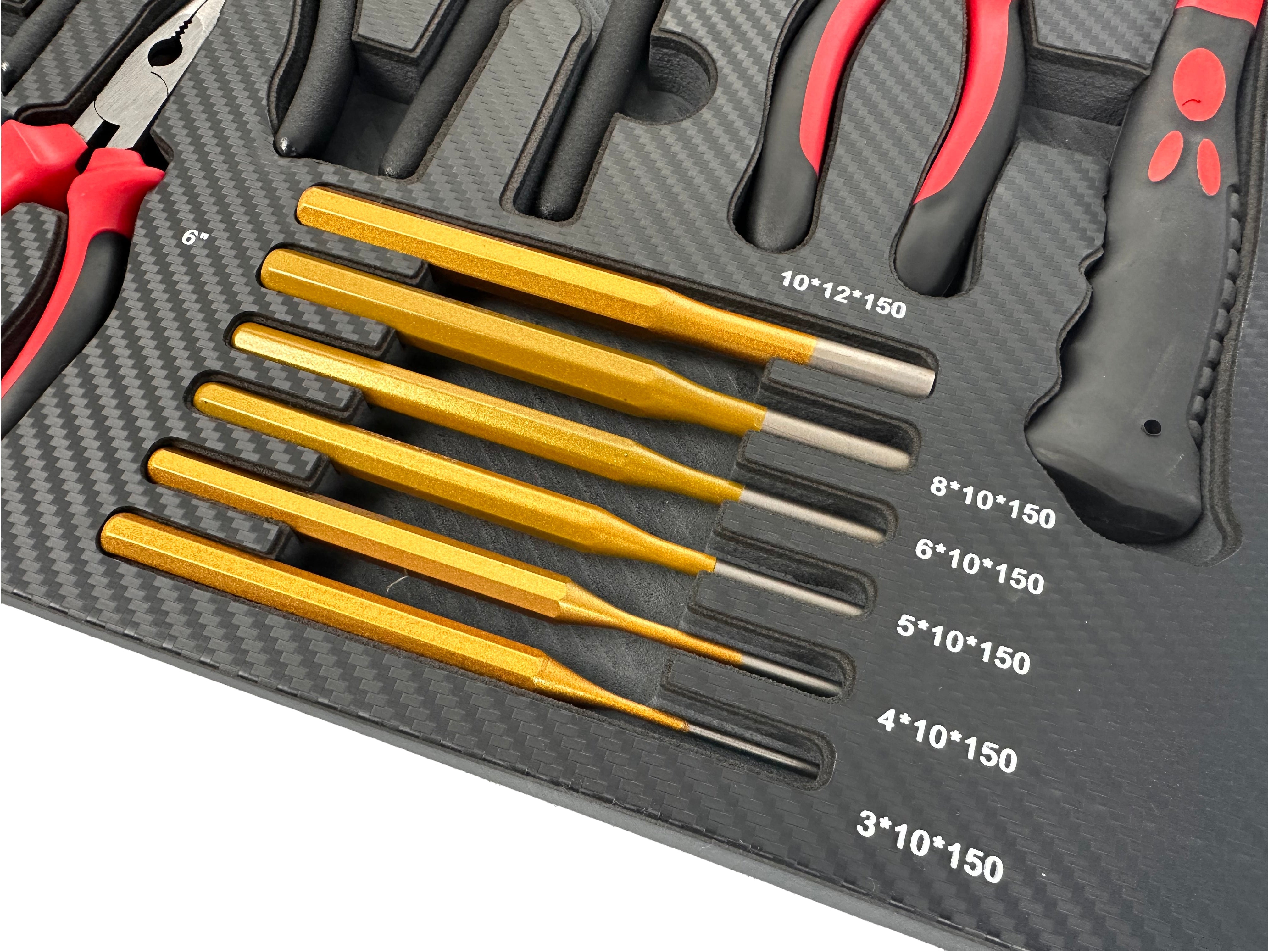 Modulo in spugna porta attrezzi per armadio utensili ,pinze ,punzoni e martello, termoformato rigido vuoto per cassettiera officina 16 pezzi, 54 × 39,5 × 3 cm Gebo Tools