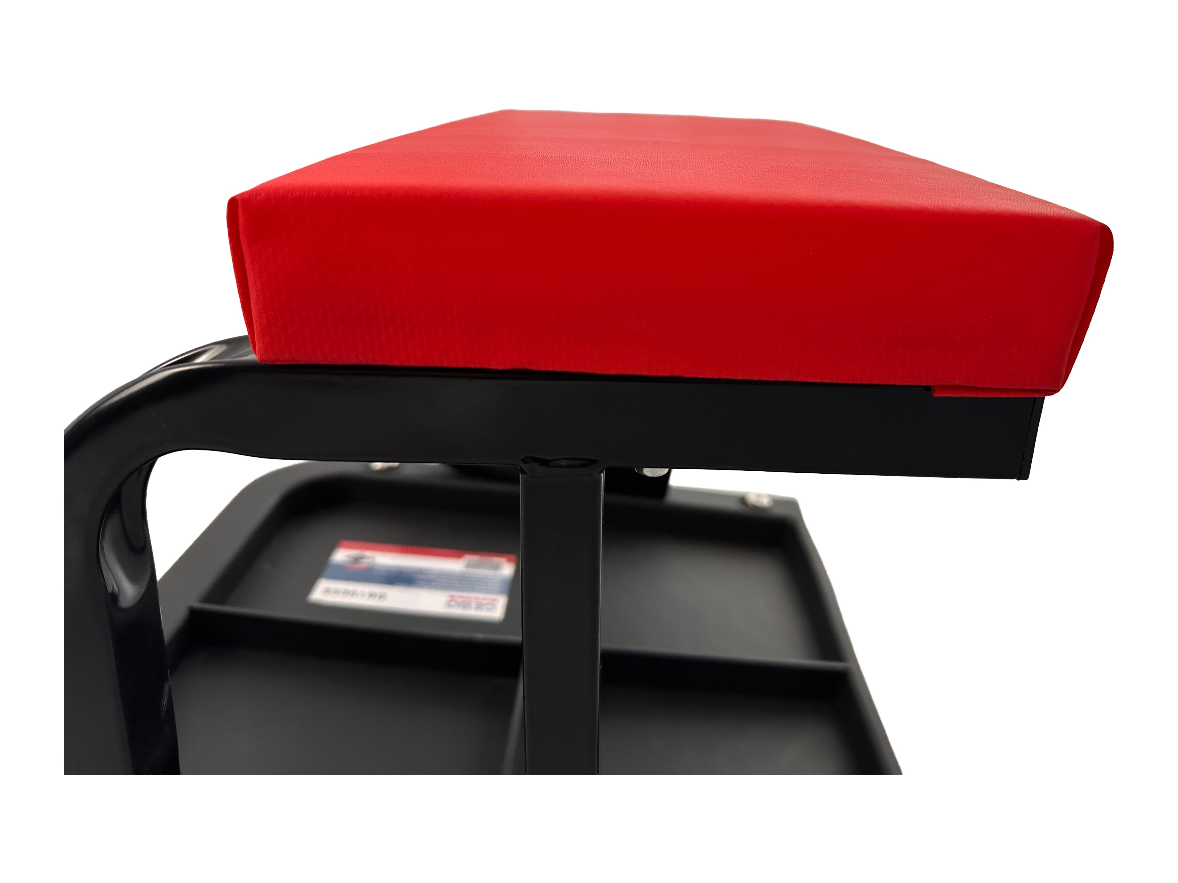 Sgabello per officina con ruote, sgabello di montaggio, carrello meccanico con ripiano porta-attrezzi a 3 scomparti, sgabello da officina su ruote, sgabello meccanico garage, Gebo Tools