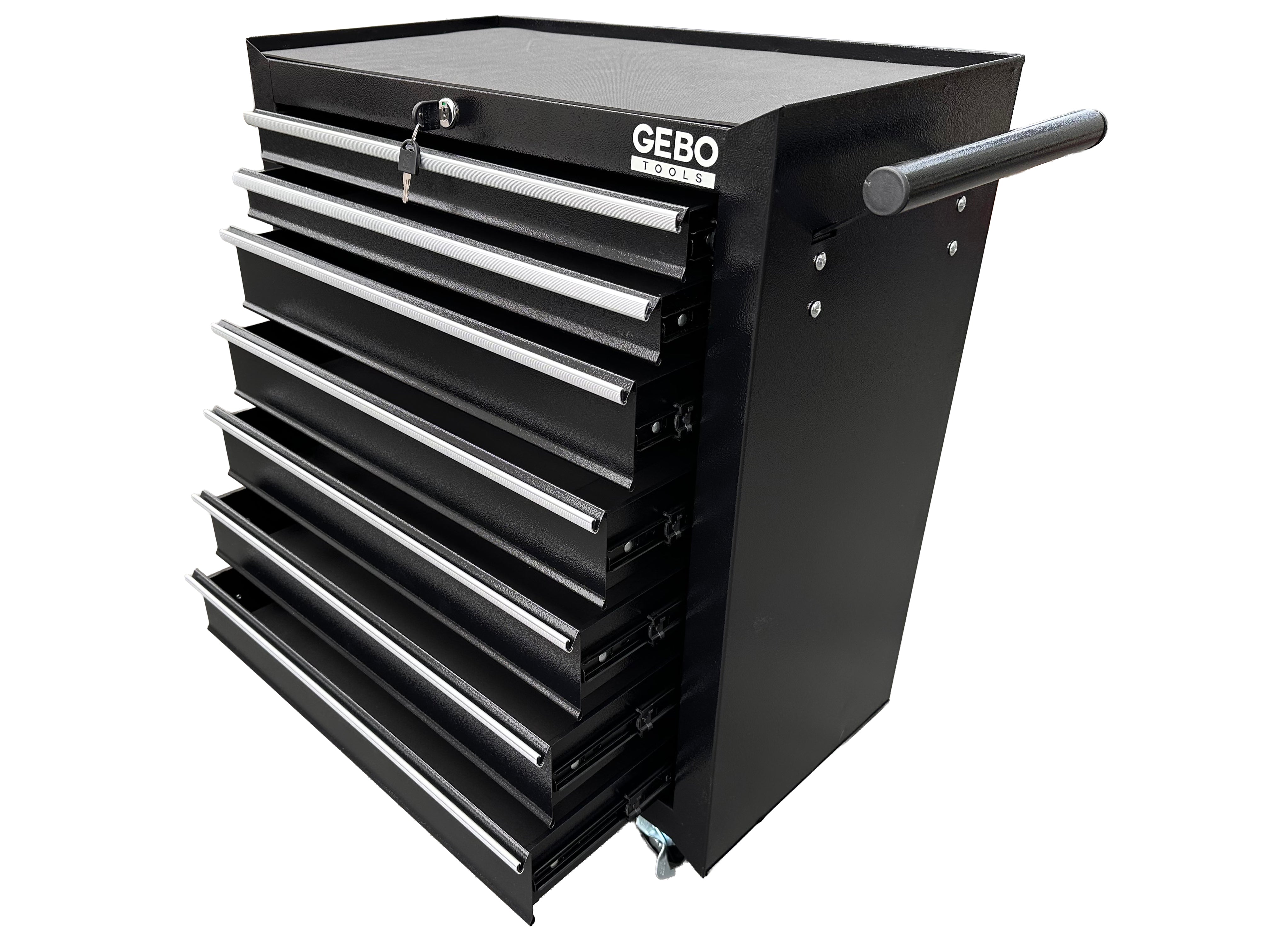 Armadio metallico senza attrezzi con 7 cassetti nero, carrello portautensili , cassetta porta attrezzi mobile con ruote 78 X 62 X 33 cm Gebo Tools