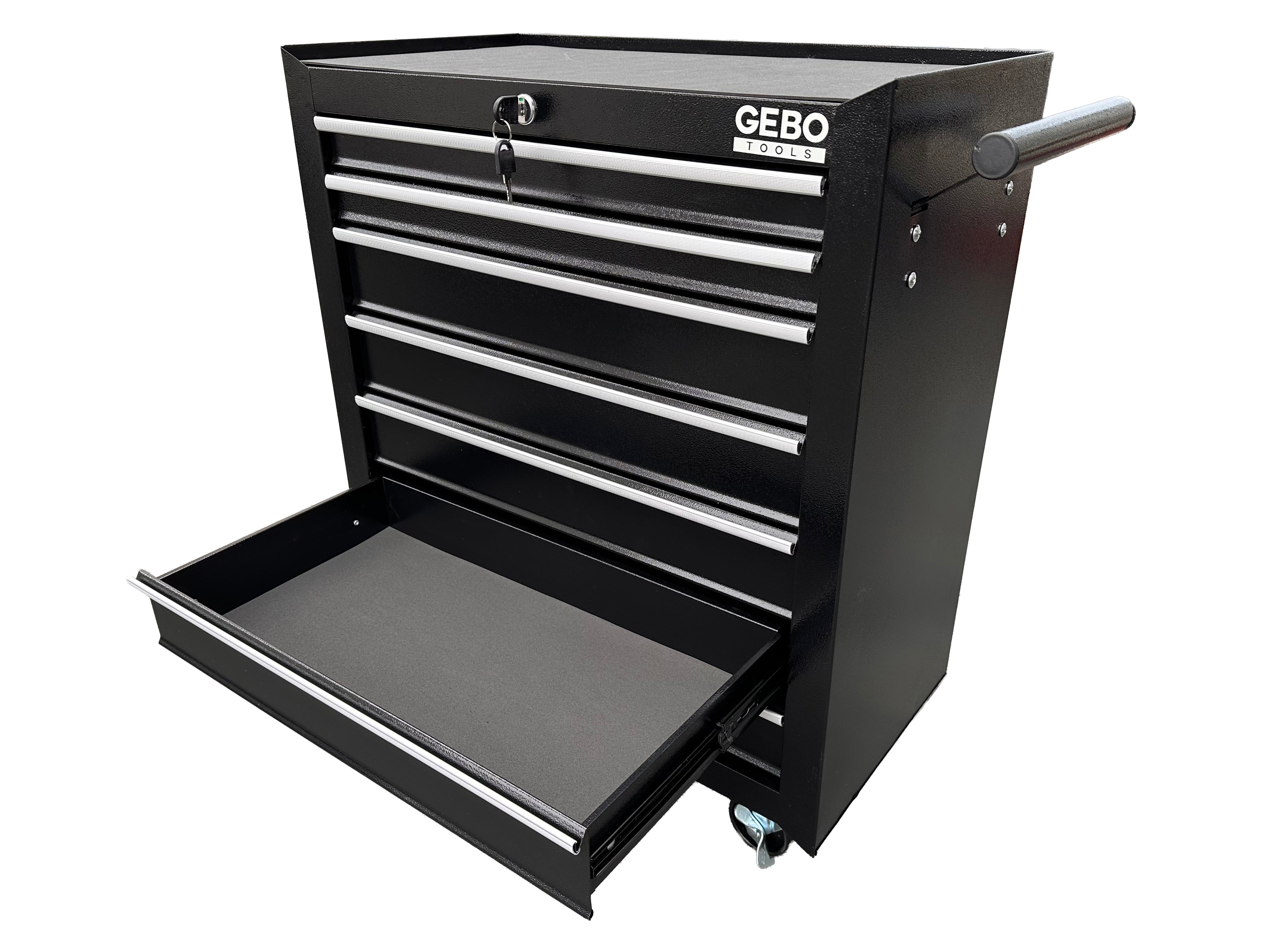 Armadio metallico senza attrezzi con 7 cassetti nero, carrello portautensili , cassetta porta attrezzi mobile con ruote 78 X 62 X 33 cm Gebo Tools