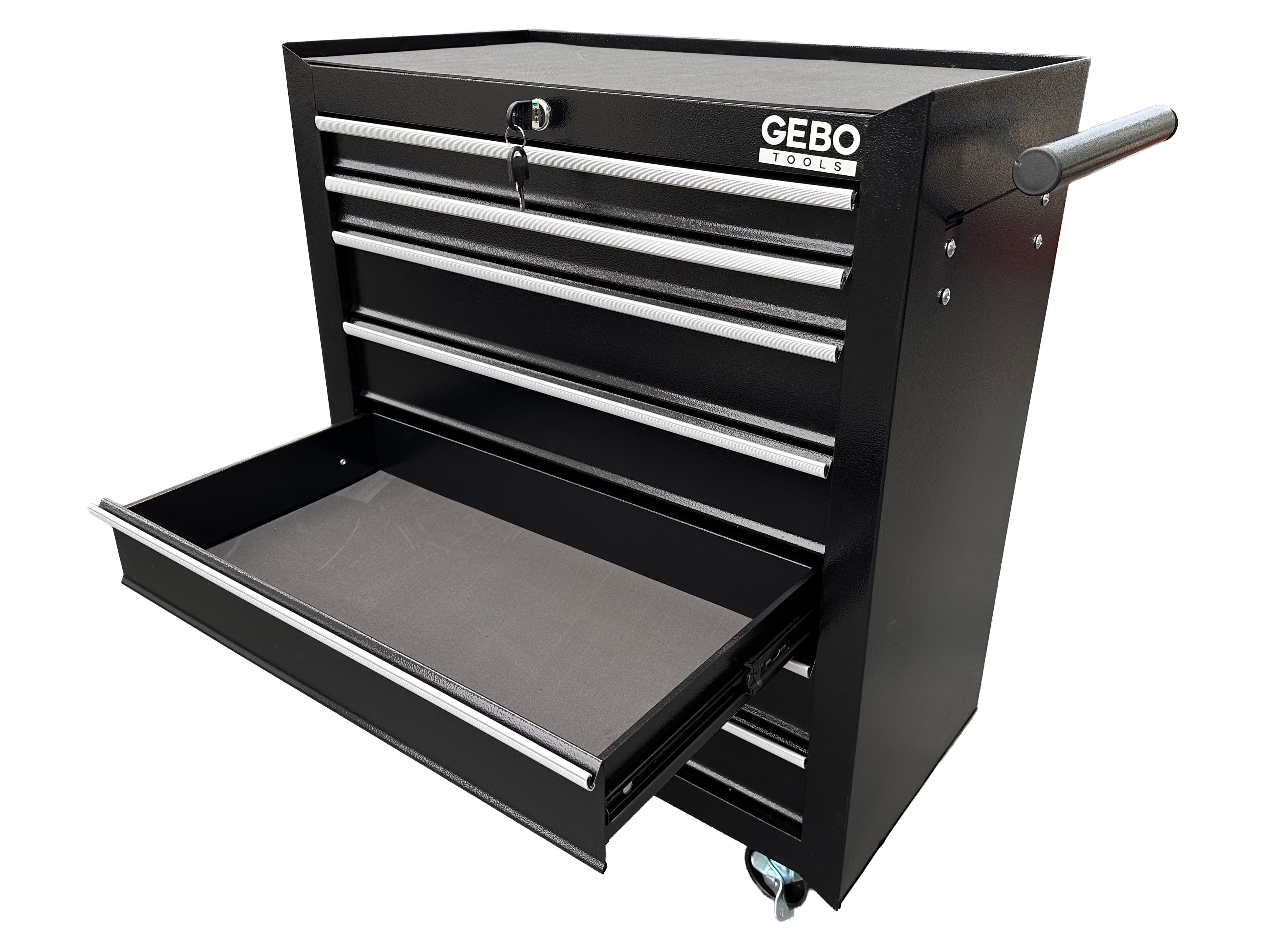 Armadio metallico senza attrezzi con 7 cassetti nero, carrello portautensili , cassetta porta attrezzi mobile con ruote 78 X 62 X 33 cm Gebo Tools