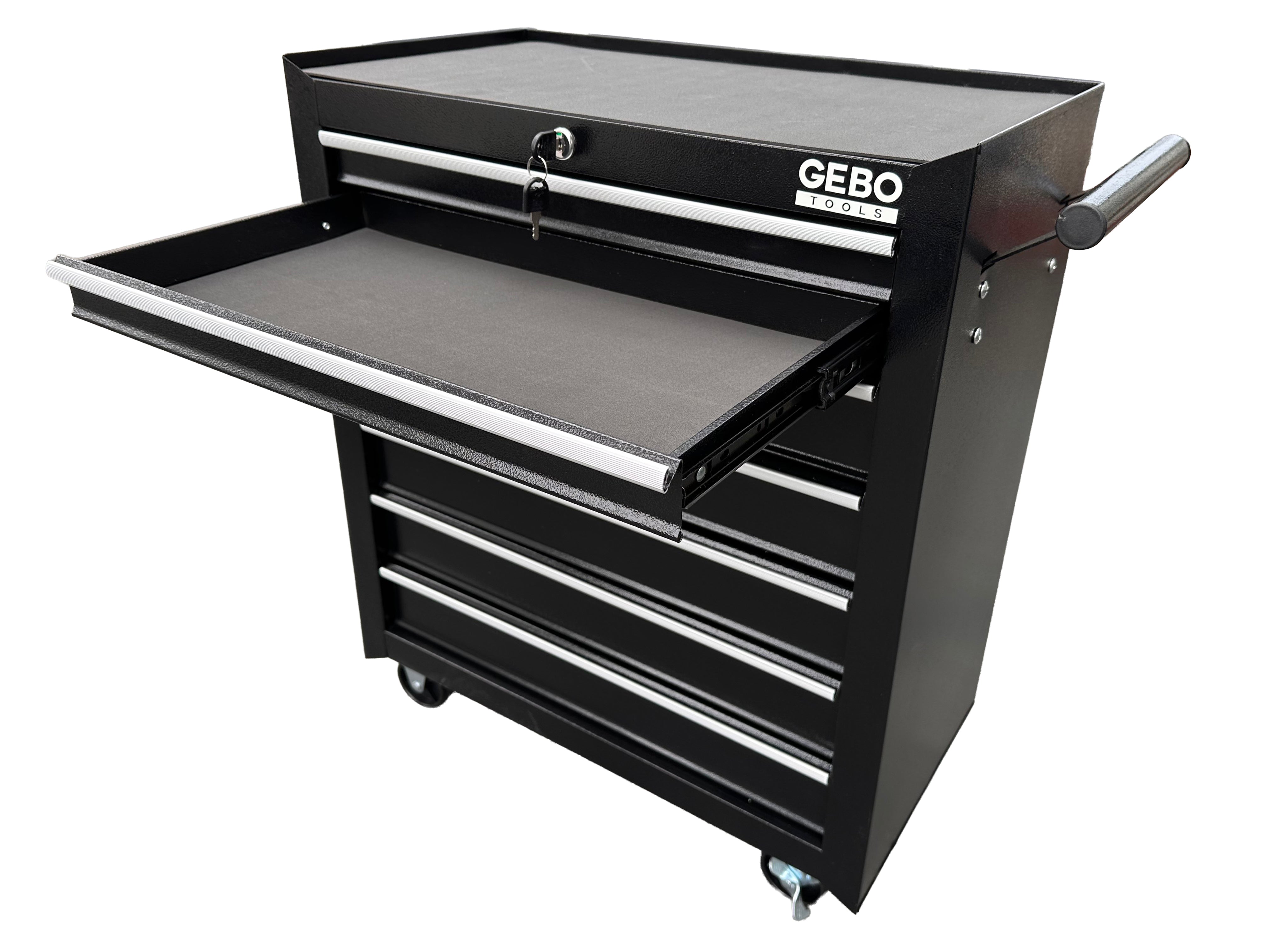 Armadio metallico senza attrezzi con 7 cassetti nero, carrello portautensili , cassetta porta attrezzi mobile con ruote 78 X 62 X 33 cm Gebo Tools