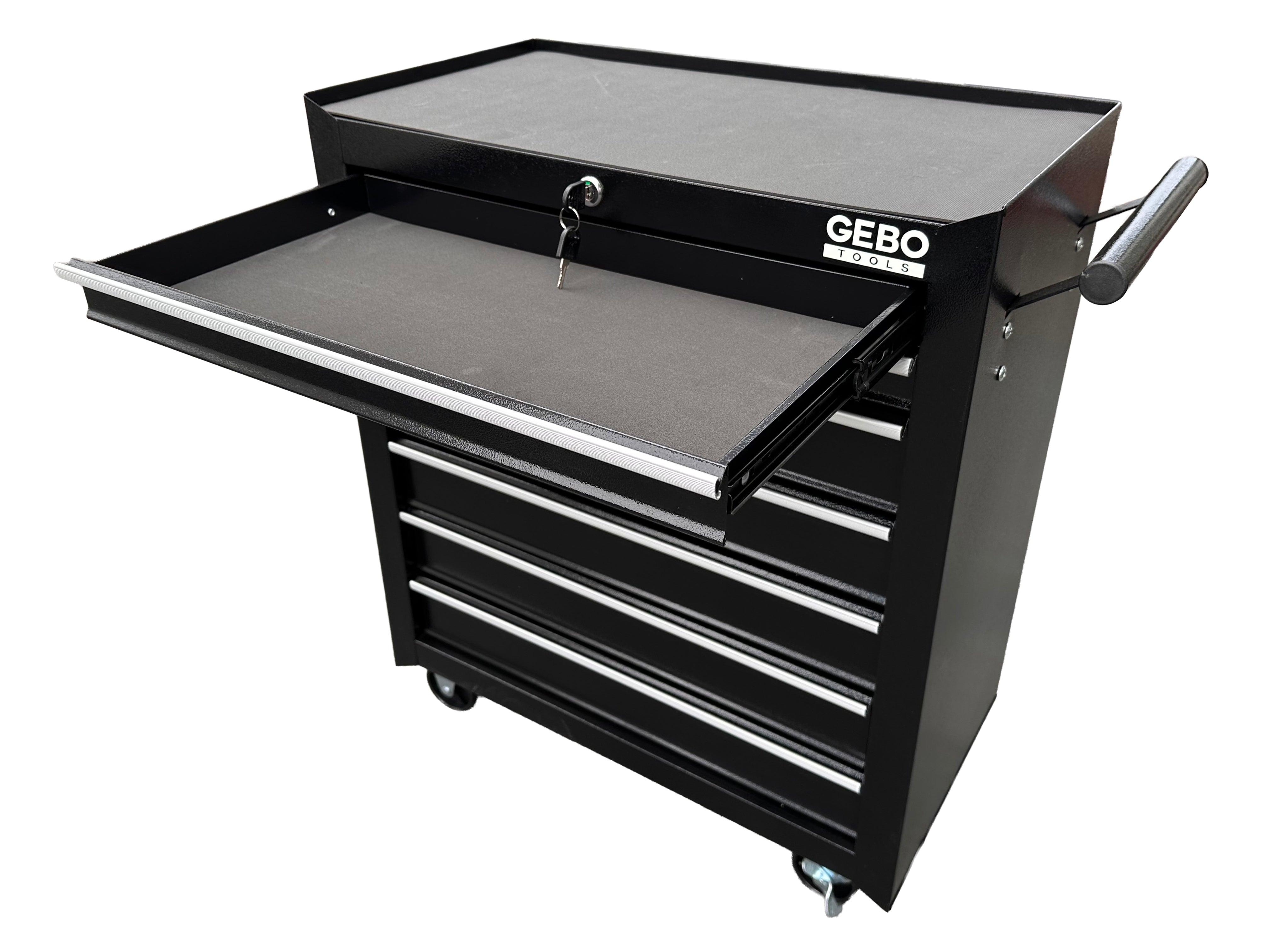 Armadio metallico senza attrezzi con 7 cassetti nero, carrello portautensili , cassetta porta attrezzi mobile con ruote 78 X 62 X 33 cm Gebo Tools