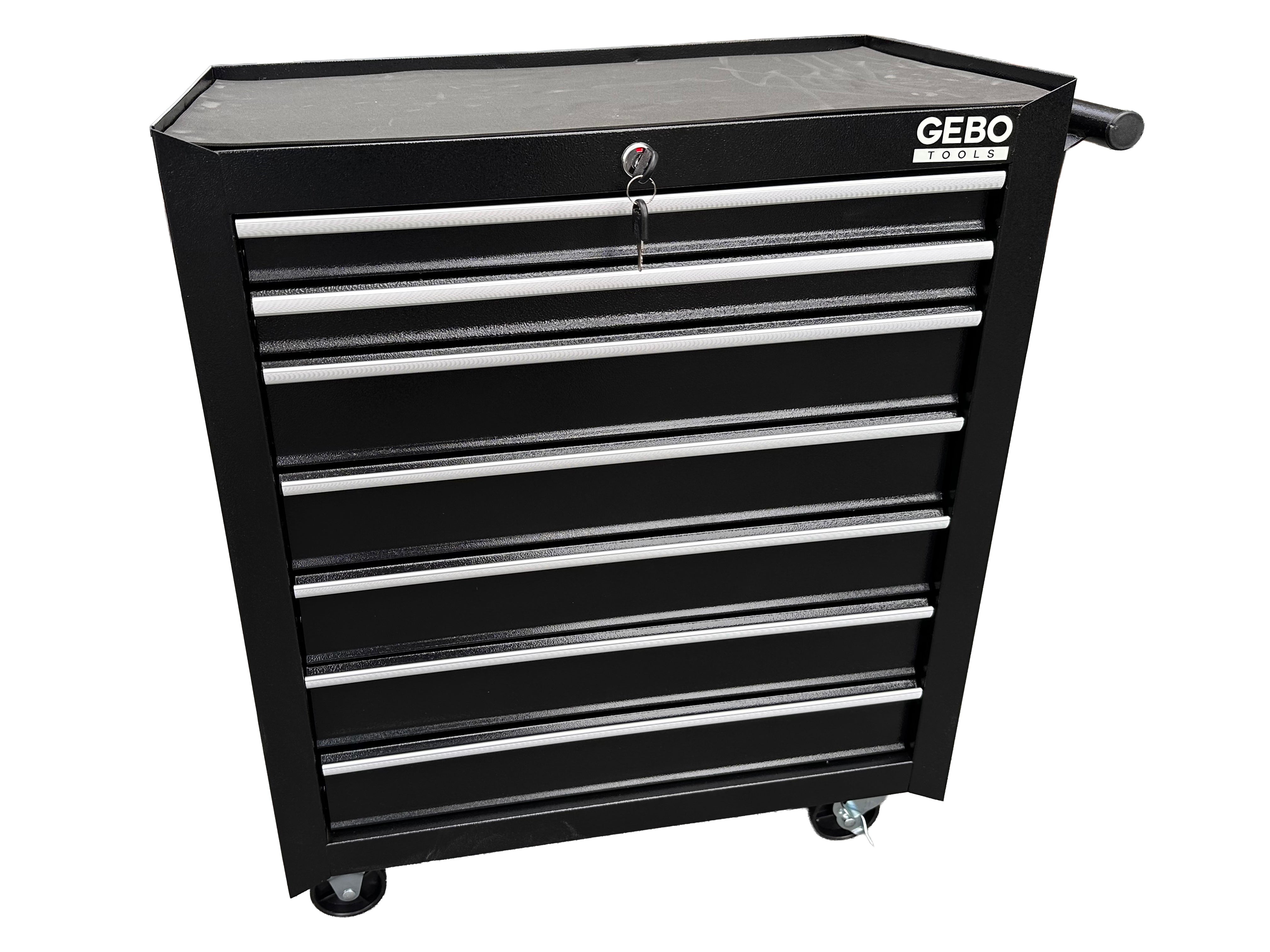 Armadio metallico senza attrezzi con 7 cassetti nero, carrello portautensili , cassetta porta attrezzi mobile con ruote 78 X 62 X 33 cm Gebo Tools