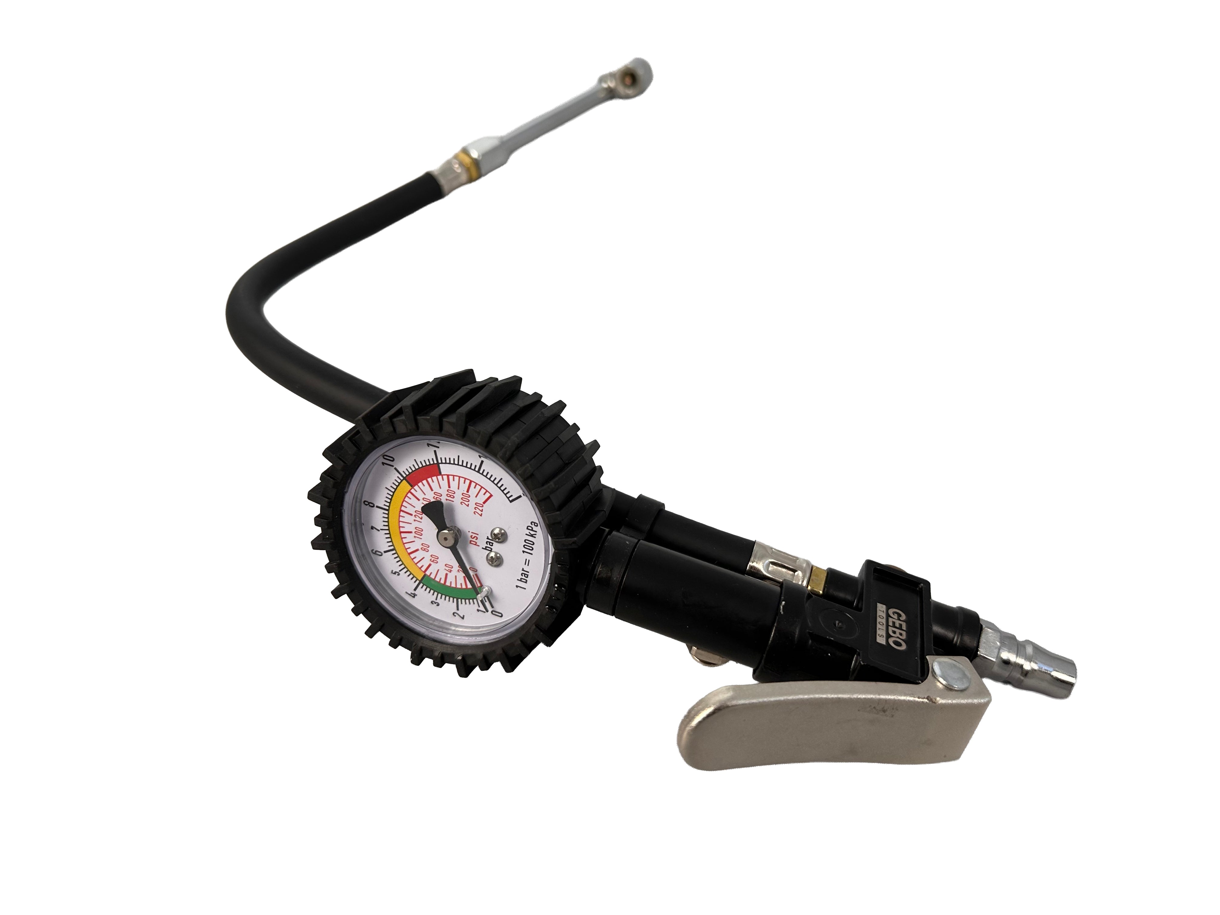 Pistola con manometro analogico per gonfiaggio pneumatici  0-15 Bar Tvardy