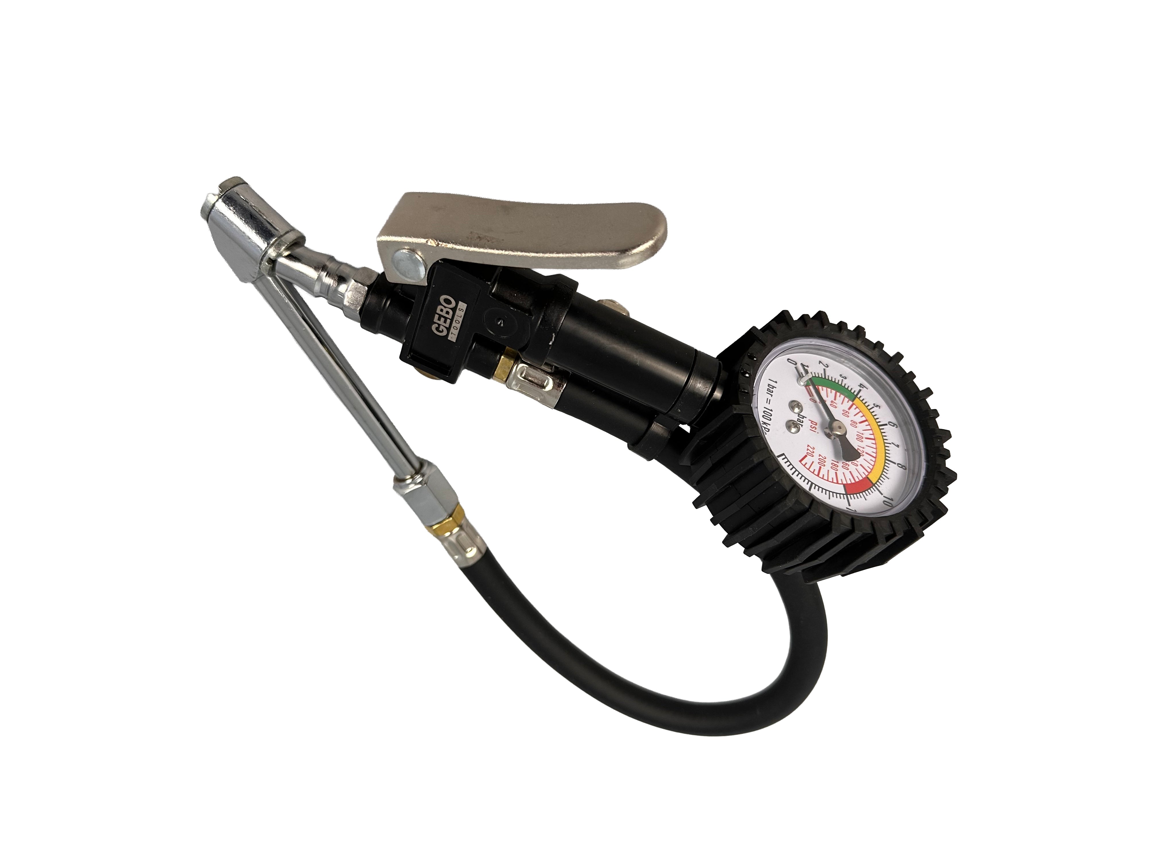Pistola con manometro analogico per gonfiaggio pneumatici  0-15 Bar Tvardy