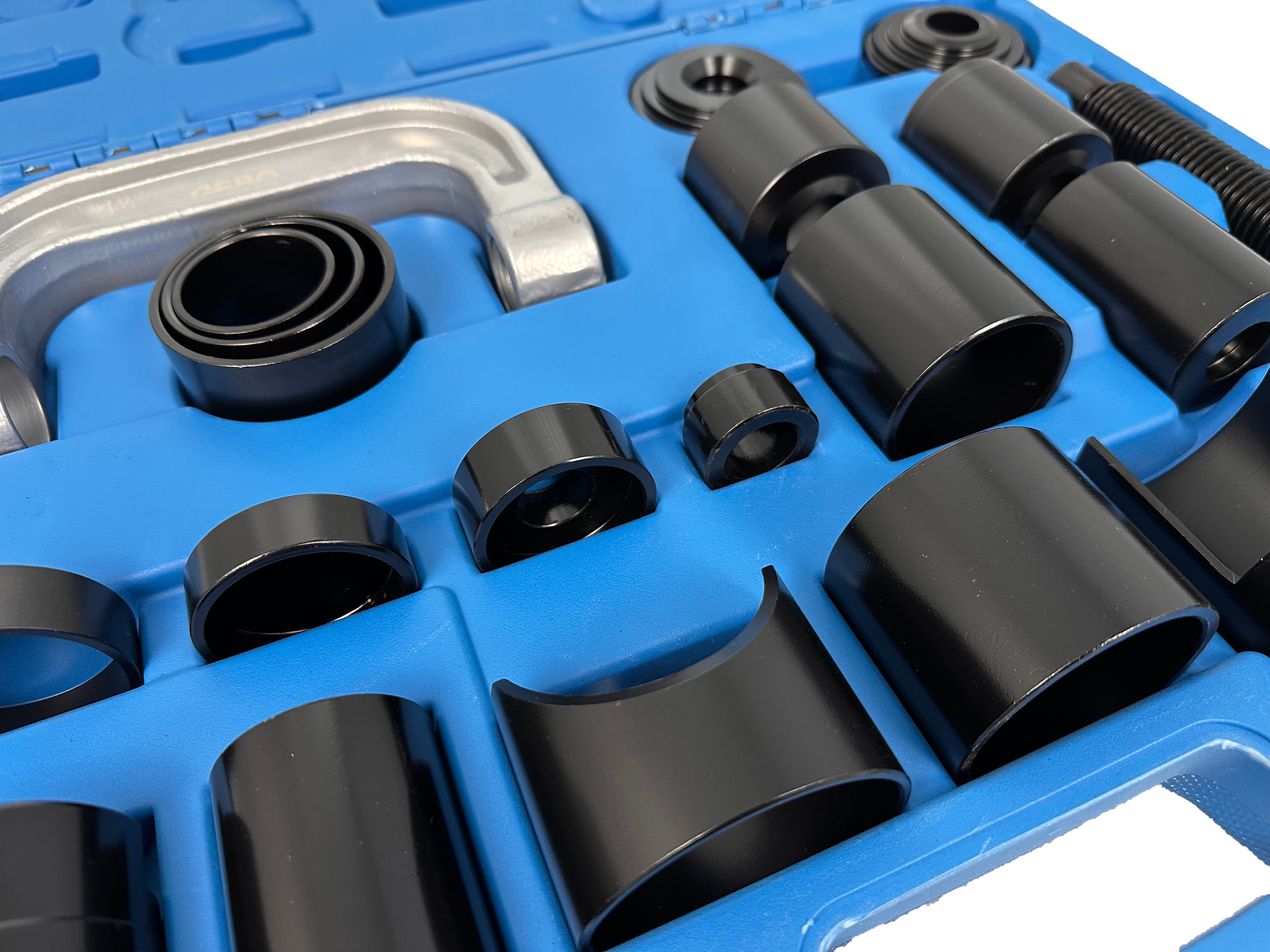 Kit pressa per l'estrazione di boccole, perni e testine di sterzo 21 pezzi Gebo Tools
