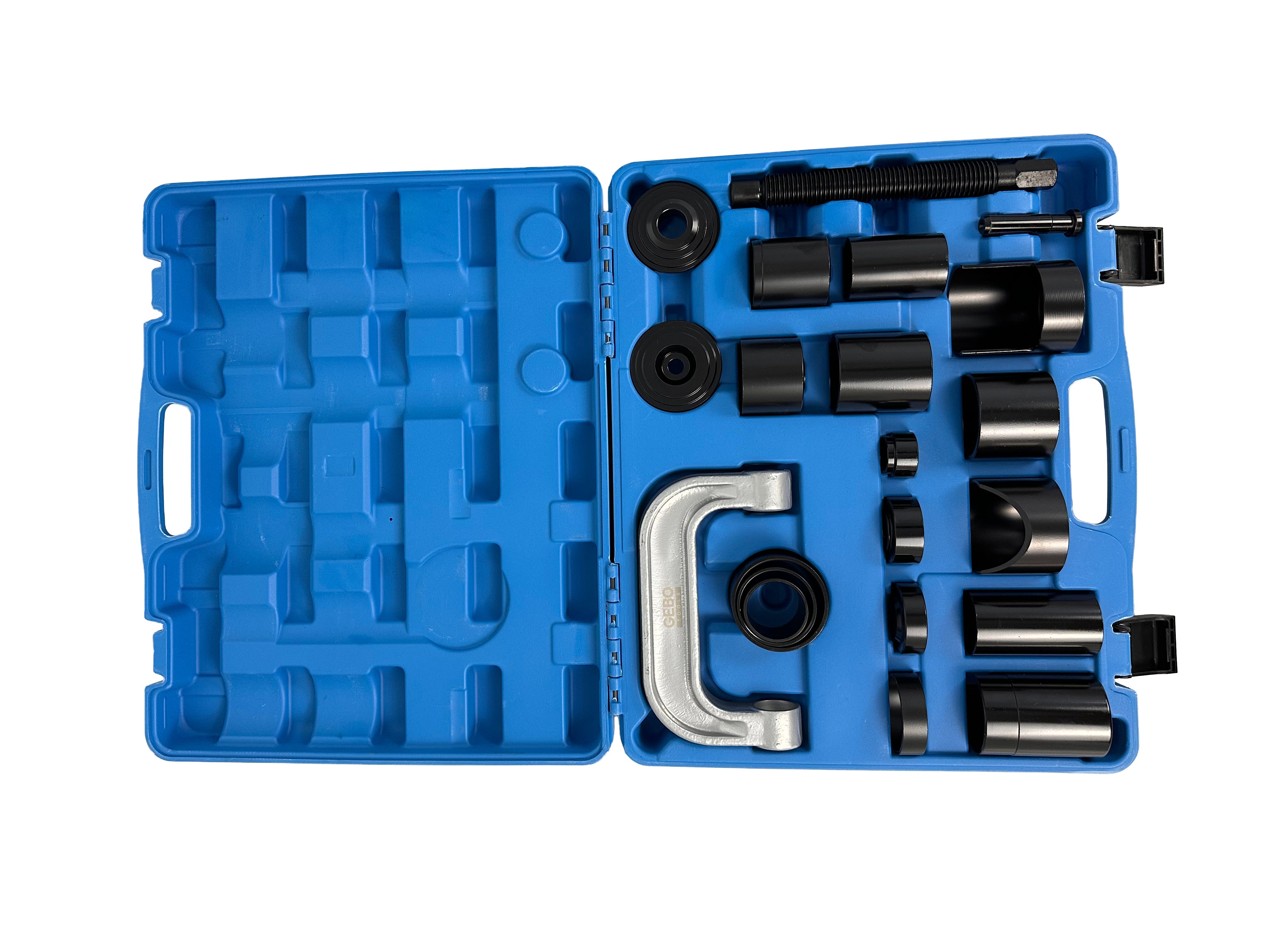 Kit pressa per l'estrazione di boccole, perni e testine di sterzo 21 pezzi Gebo Tools