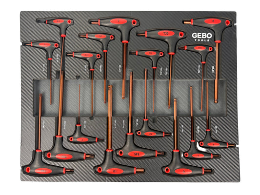 Modulo per carrelli portautensili, serie di cacciaviti con impugnatura scorrevole a T, set di chiavi a T esagonali, Torx 18 pezzi Gebo Tools
