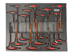 Modulo per carrelli portautensili, serie di cacciaviti con impugnatura scorrevole a T, set di chiavi a T esagonali, Torx 18 pezzi Gebo Tools