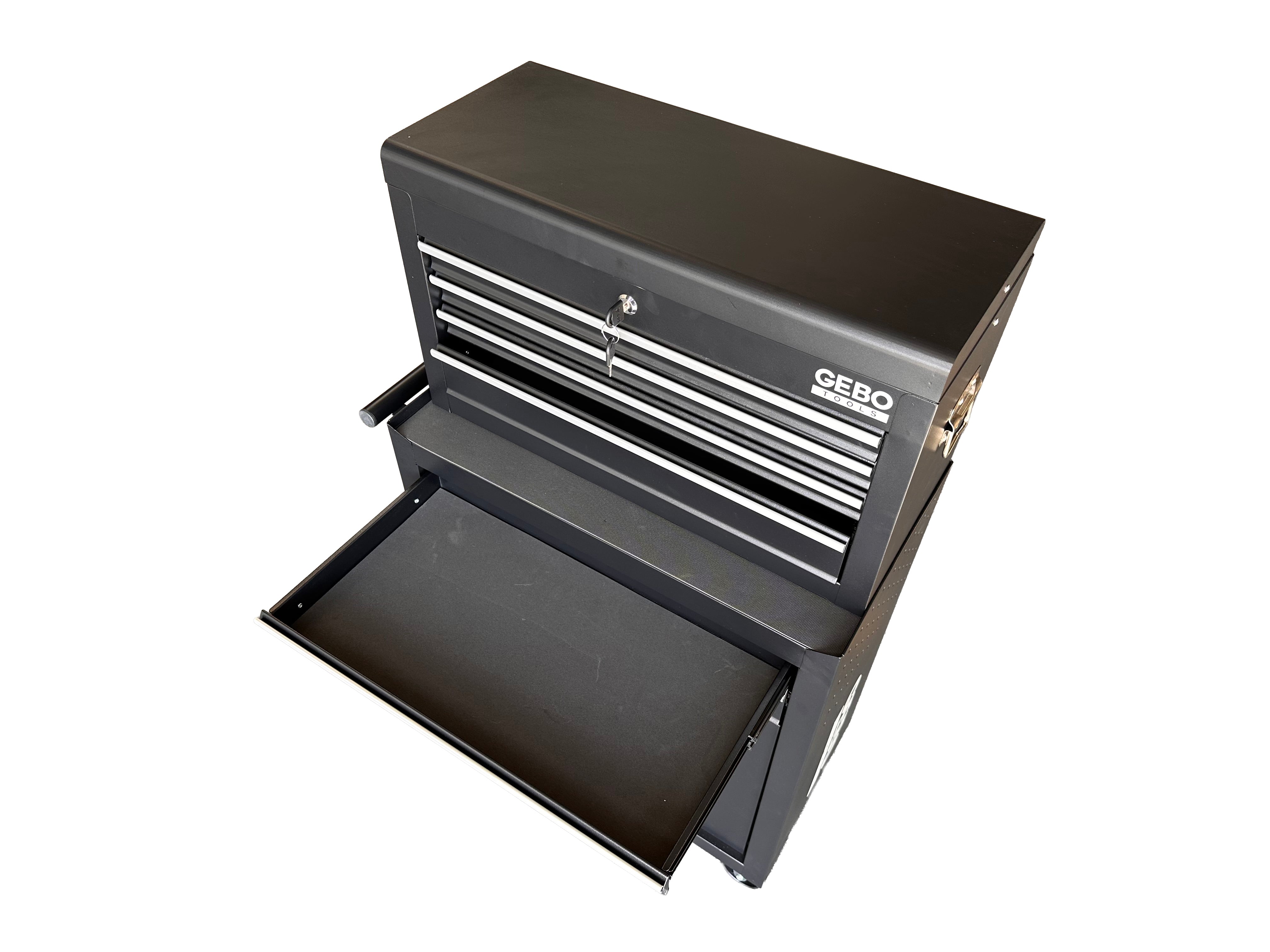 Armadio metallico senza attrezzi a 2 pezzi,con 6 cassetti a ripiano rimovibile ,carrello portautensili , cassetta porta attrezzi mobile Gebo Tools