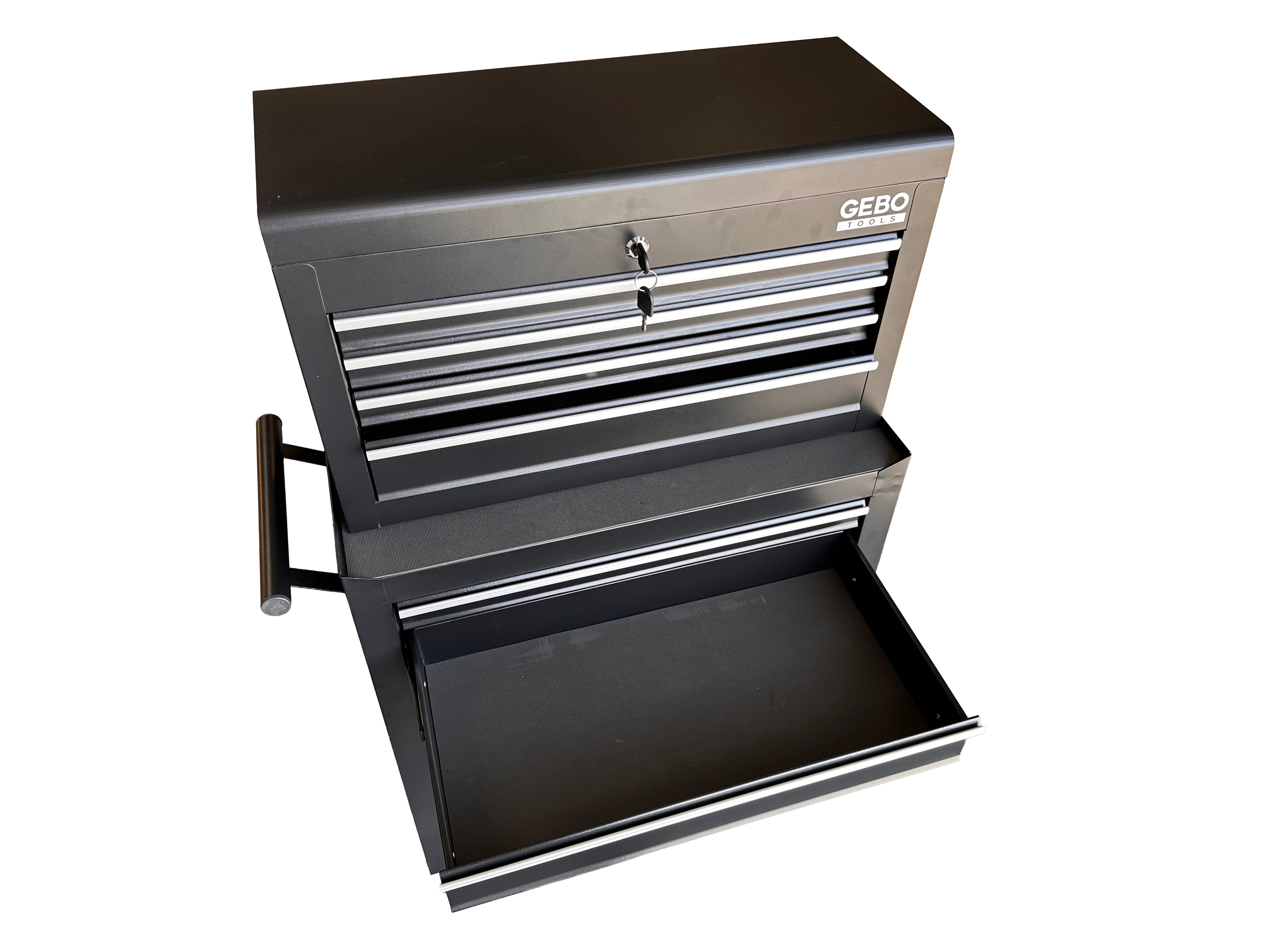 Armadio metallico senza attrezzi a 2 pezzi,con 6 cassetti a ripiano rimovibile ,carrello portautensili , cassetta porta attrezzi mobile Gebo Tools