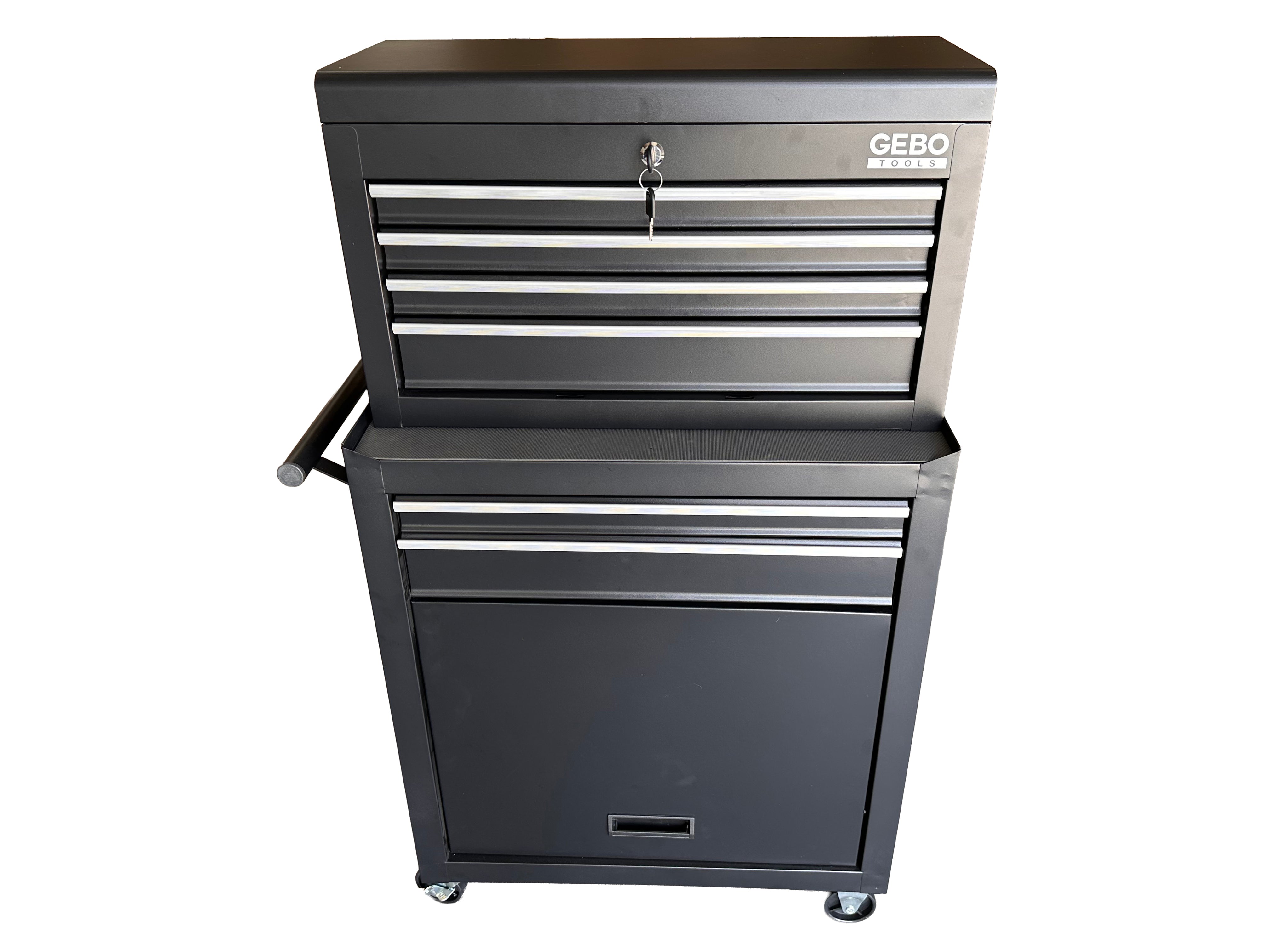 Armadio metallico senza attrezzi a 2 pezzi,con 6 cassetti a ripiano rimovibile ,carrello portautensili , cassetta porta attrezzi mobile Gebo Tools