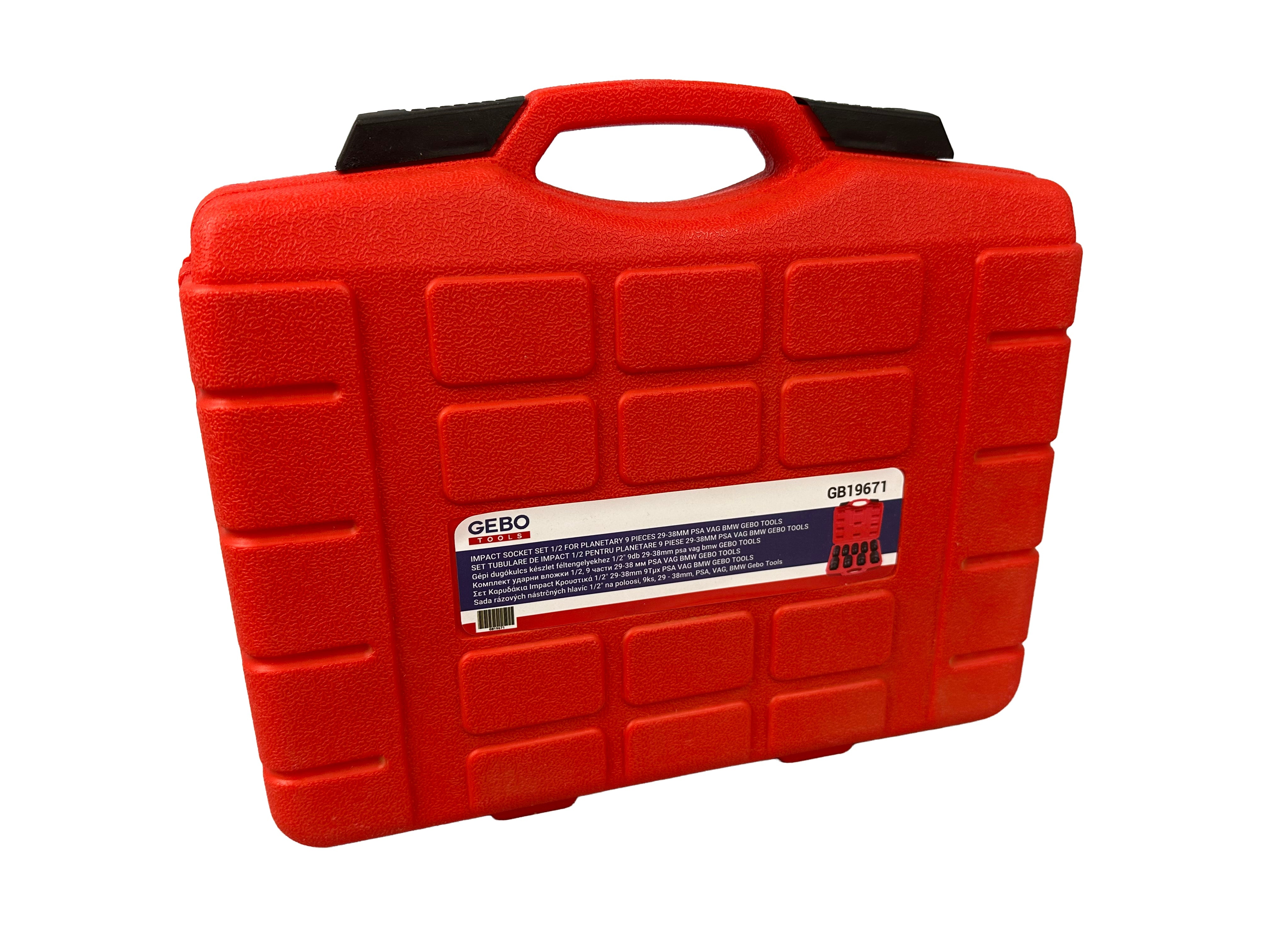 Set di chiavi e bussole a impatto, per ingranaggio planetario motore, 1/2" esagonali, 9 pezzi 29-38 mm Gebo Tools