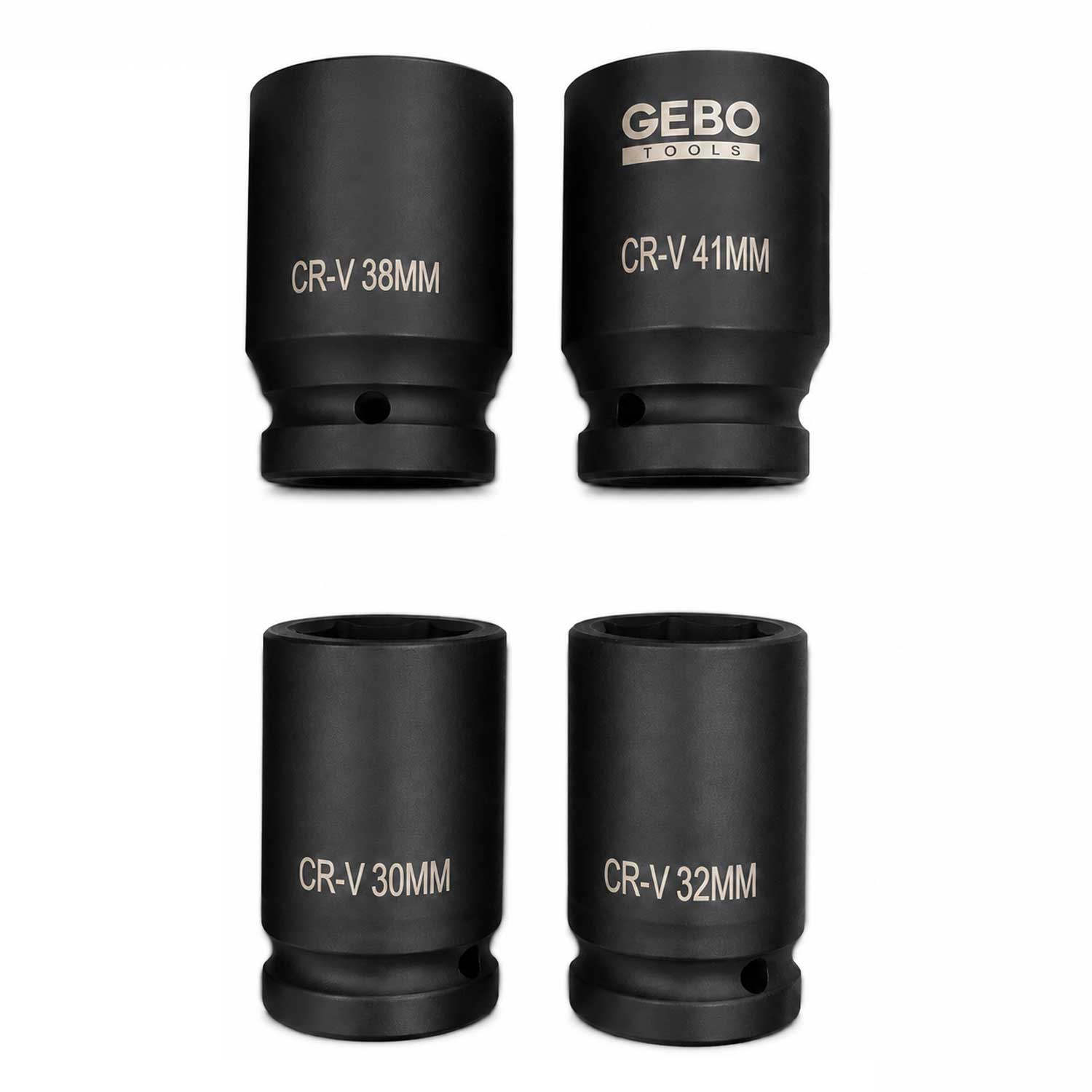 Set-kit bussole a impatto lunghe, 1", 22-41 mm, per riparazioni auto e cambio gomme,10 pezzi Gebo Tools