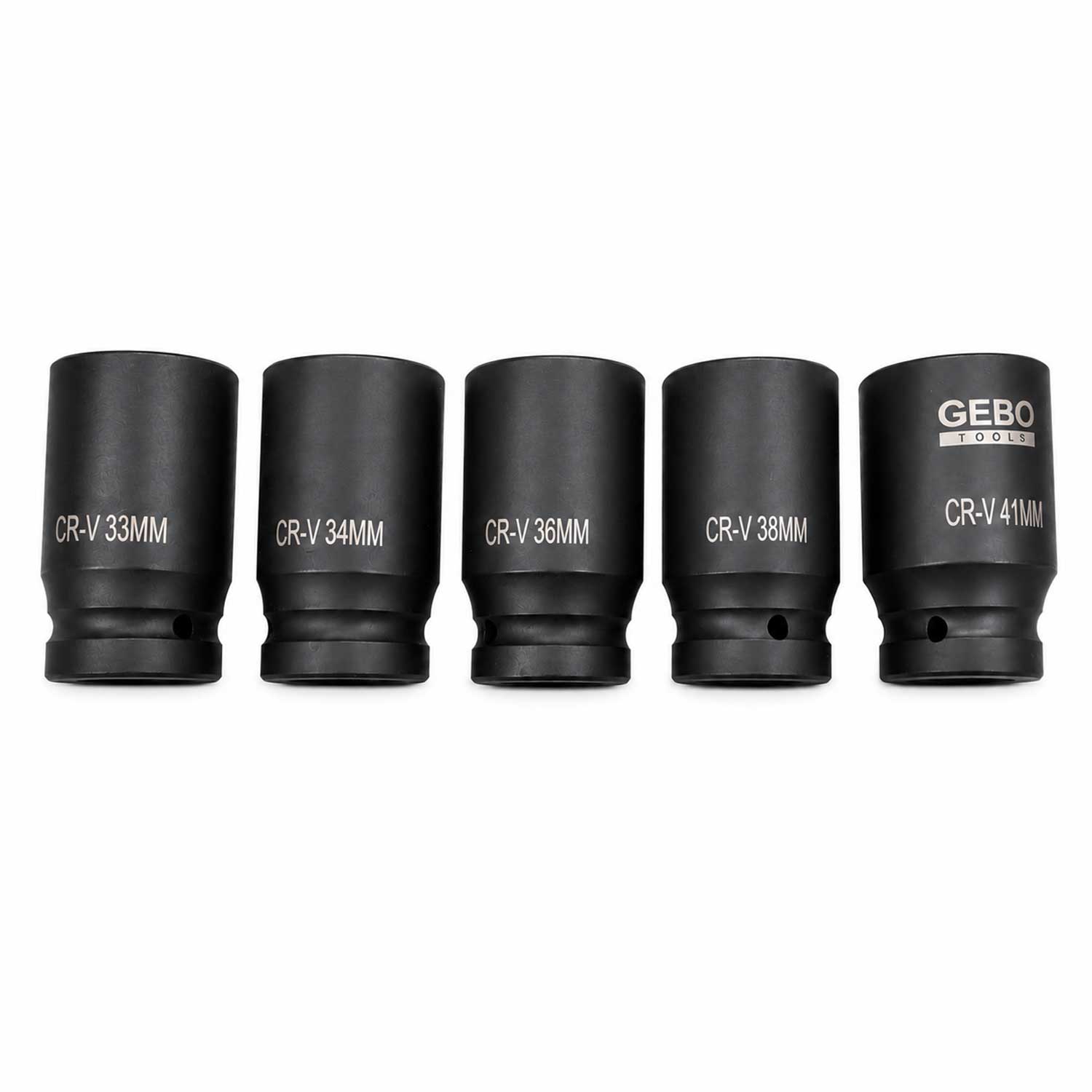 Set-kit bussole a impatto lunghe, 1", 22-41 mm, per riparazioni auto e cambio gomme,10 pezzi Gebo Tools