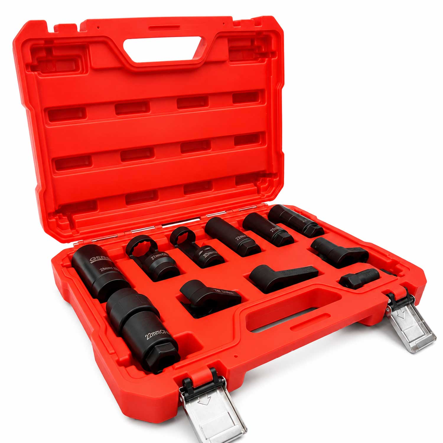 Set-kit di bussole speciali a impatto per sonda,sensori lambda e iniettori compatibile con VW, Audi, BMW, Mercedes, Ford, Opel, Peugeot, Citroen, Renault, Seat, Skoda 11 pezzi Gebo Tools