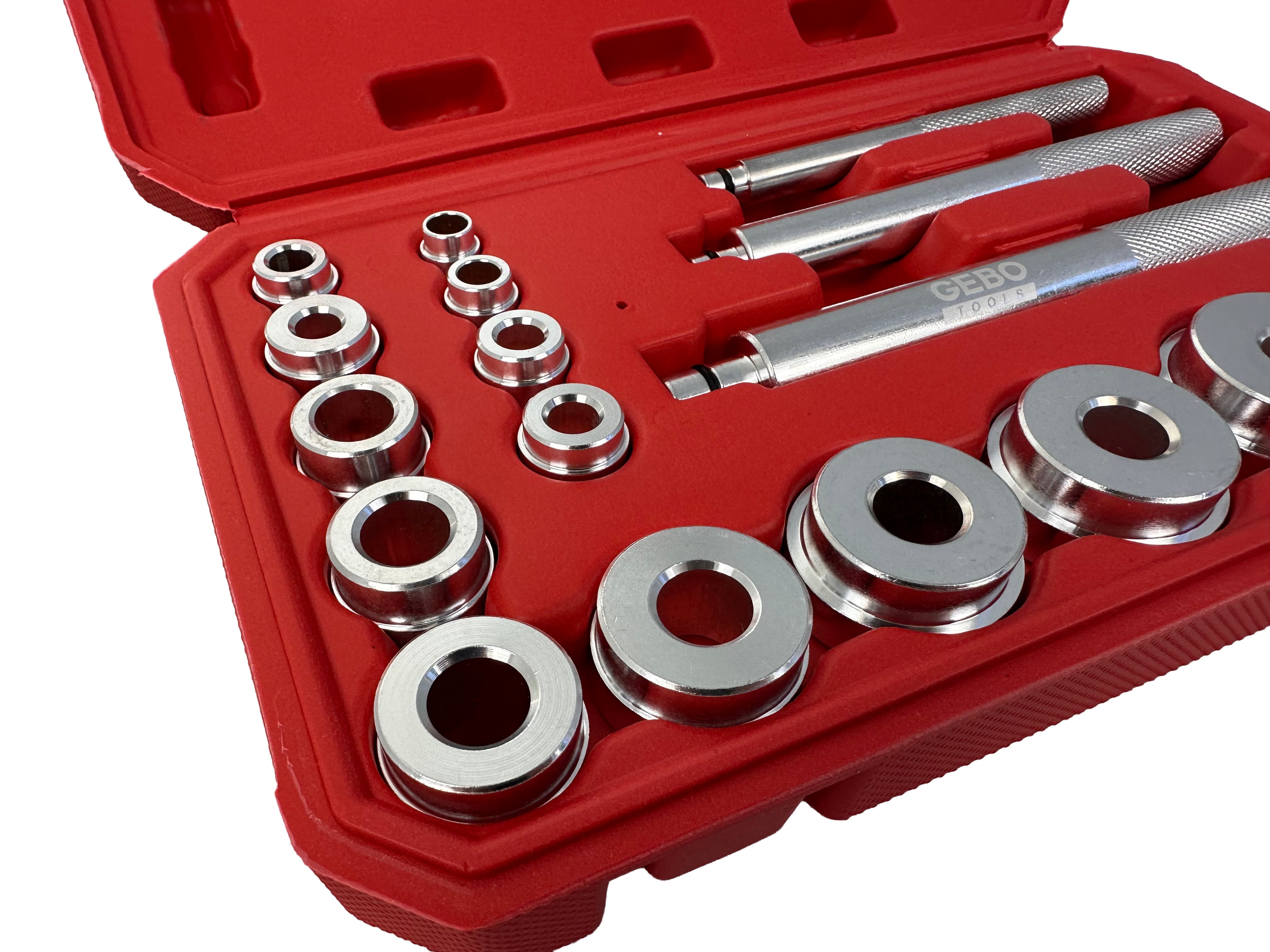 Set pressa per montaggio e smontaggio cuscinetti del mozzo ruota e fusello, kit attrezzi installazione cuscinetti Gebo Tools