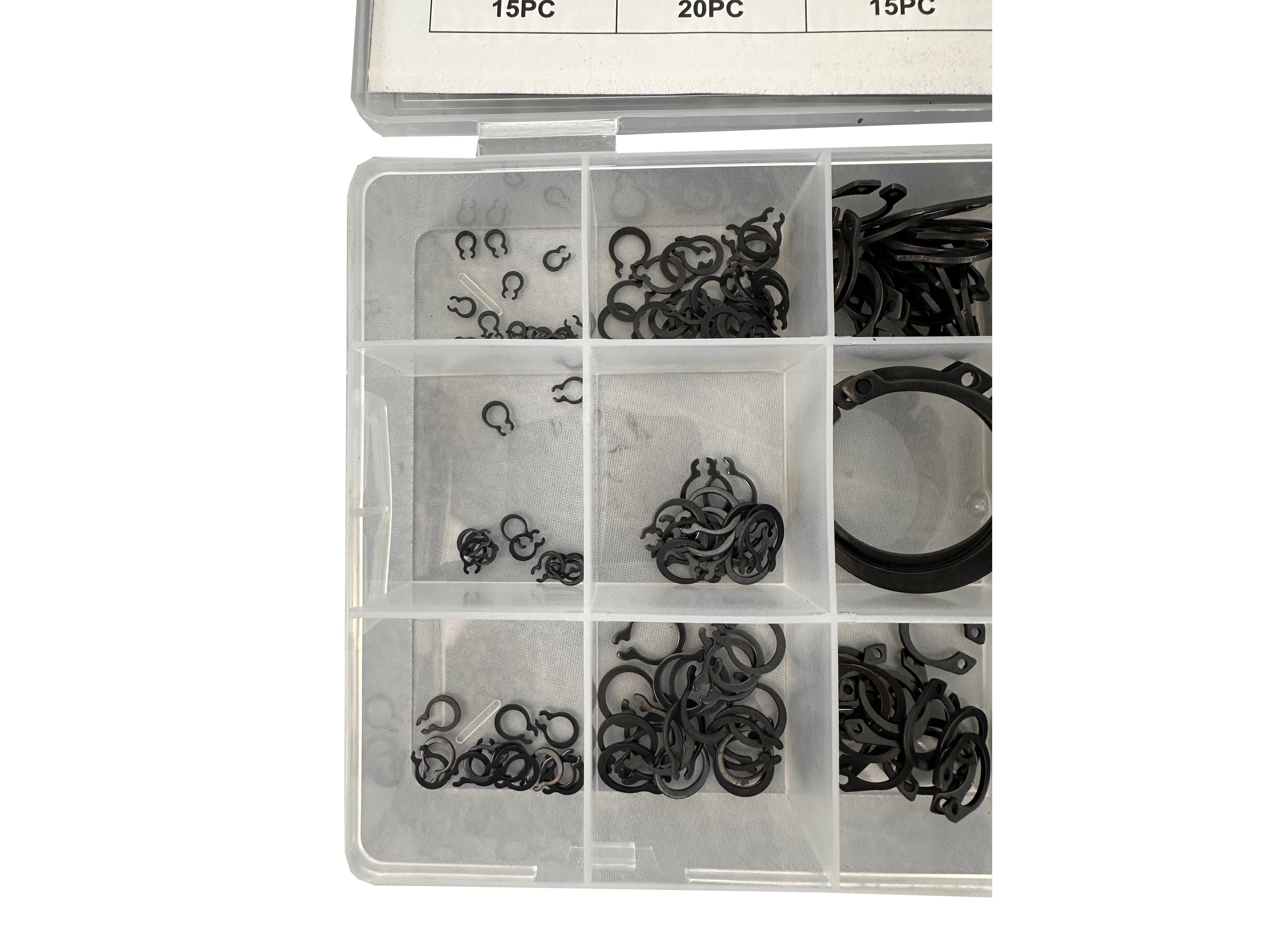 Set assortimento anelli Seeger esterni (anelli d'arresto), 300 pezzi Gebo Tools