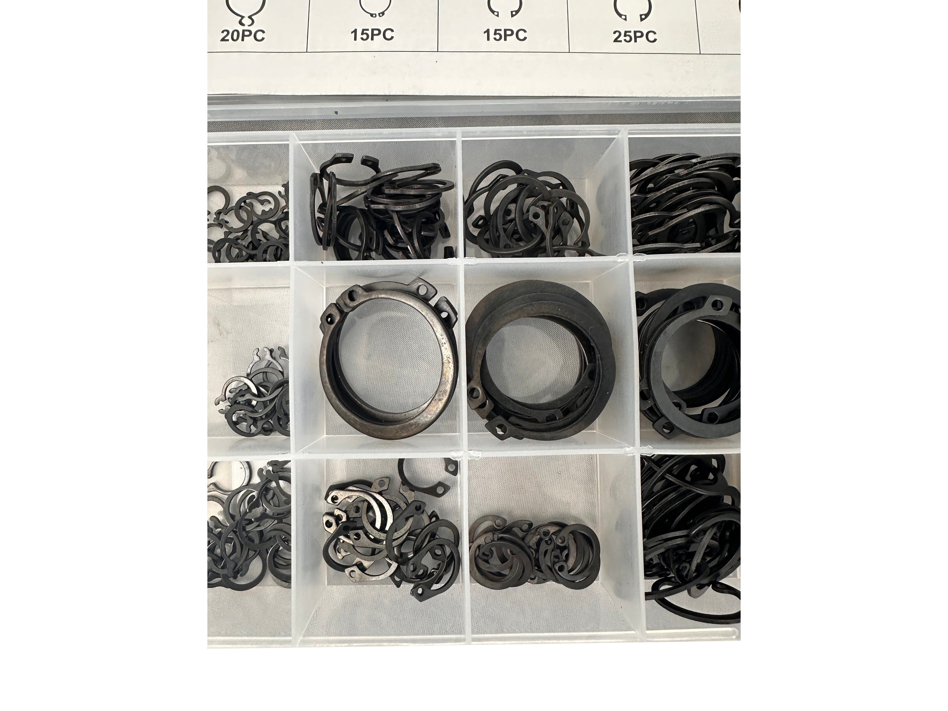 Set assortimento anelli Seeger esterni (anelli d'arresto), 300 pezzi Gebo Tools