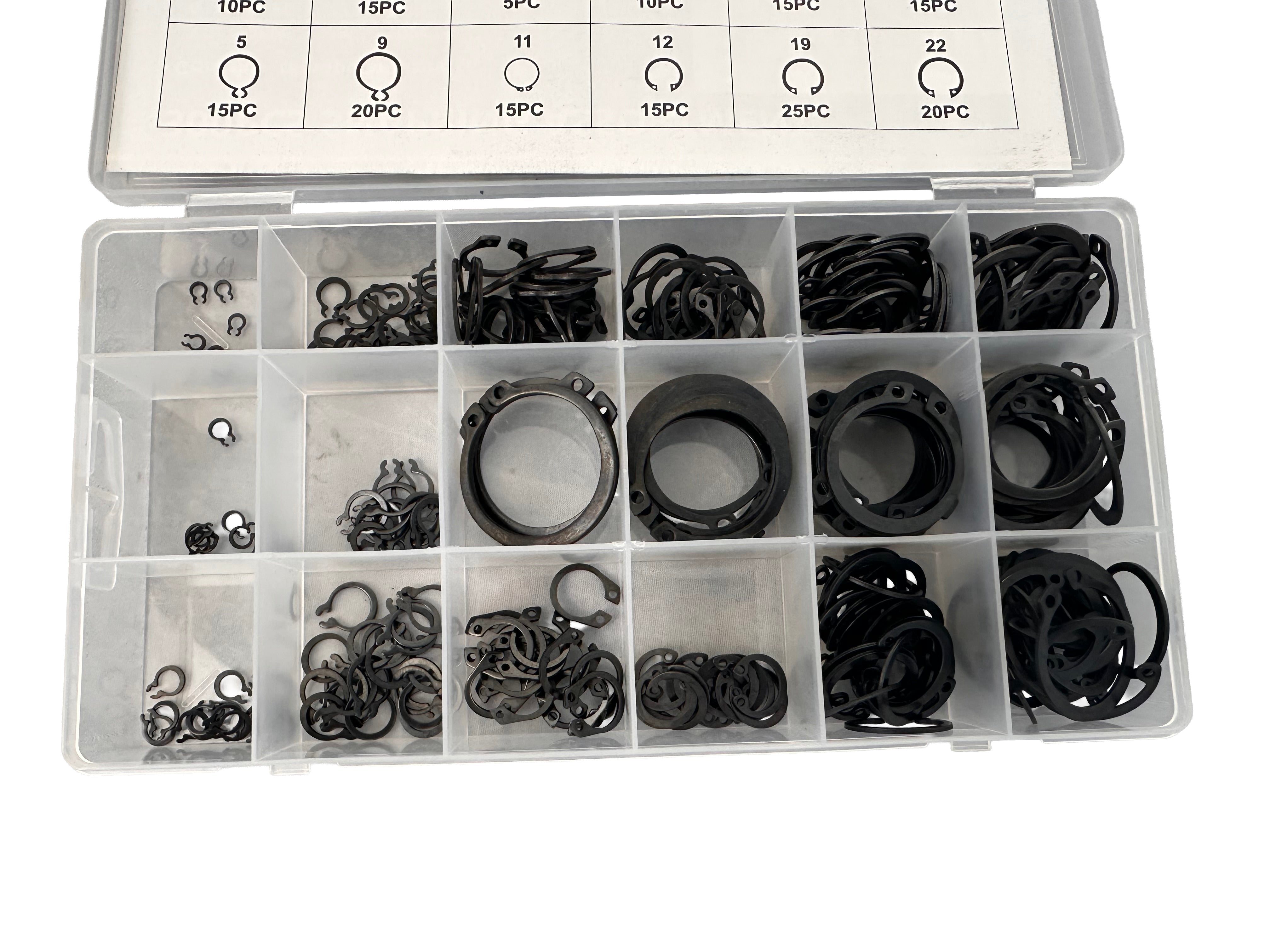 Set assortimento anelli Seeger esterni (anelli d'arresto), 300 pezzi Gebo Tools