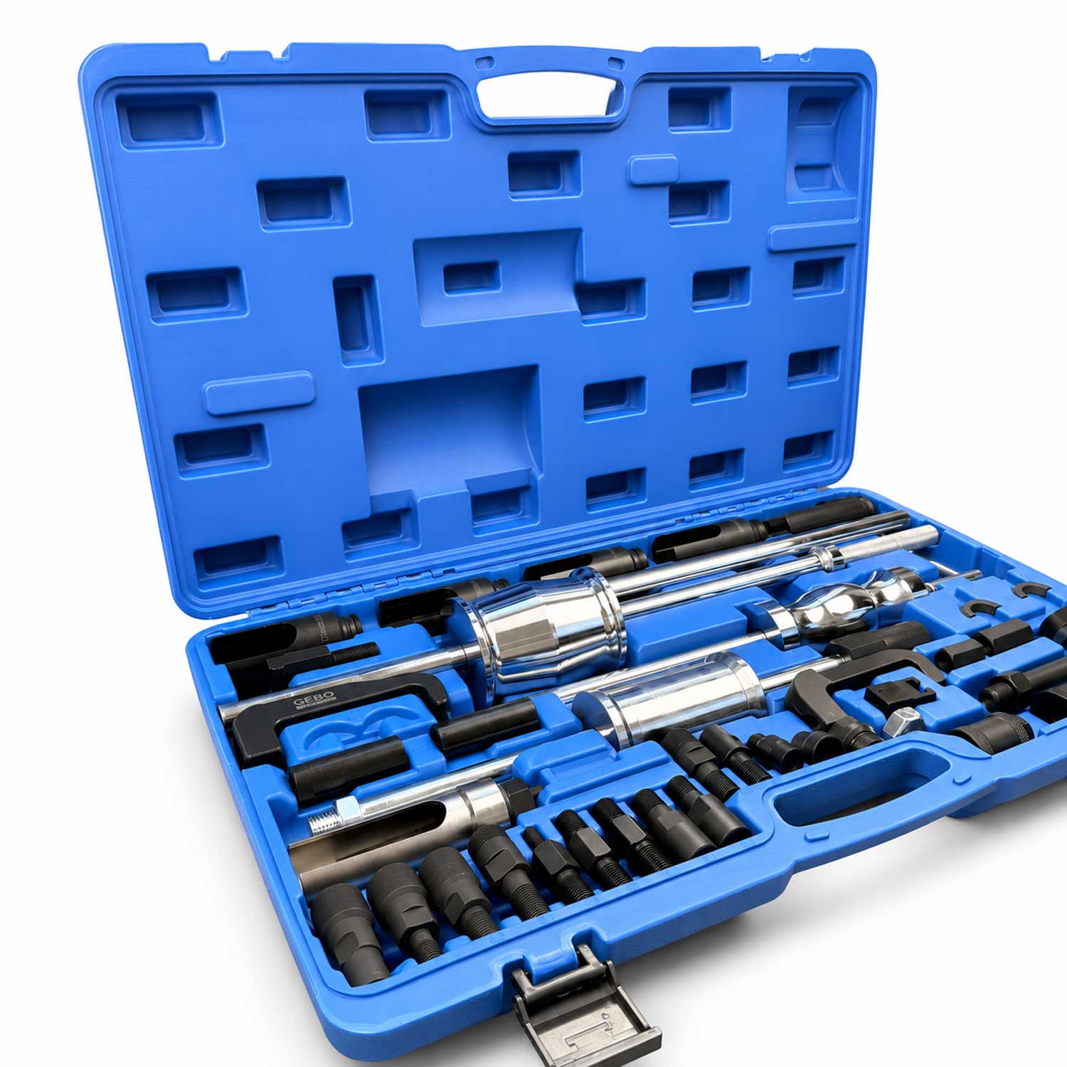 Set-kit estrattori per iniettori CDI con 3 martelli scorrevoli e adattatori 4 pezzi Gebo Tools