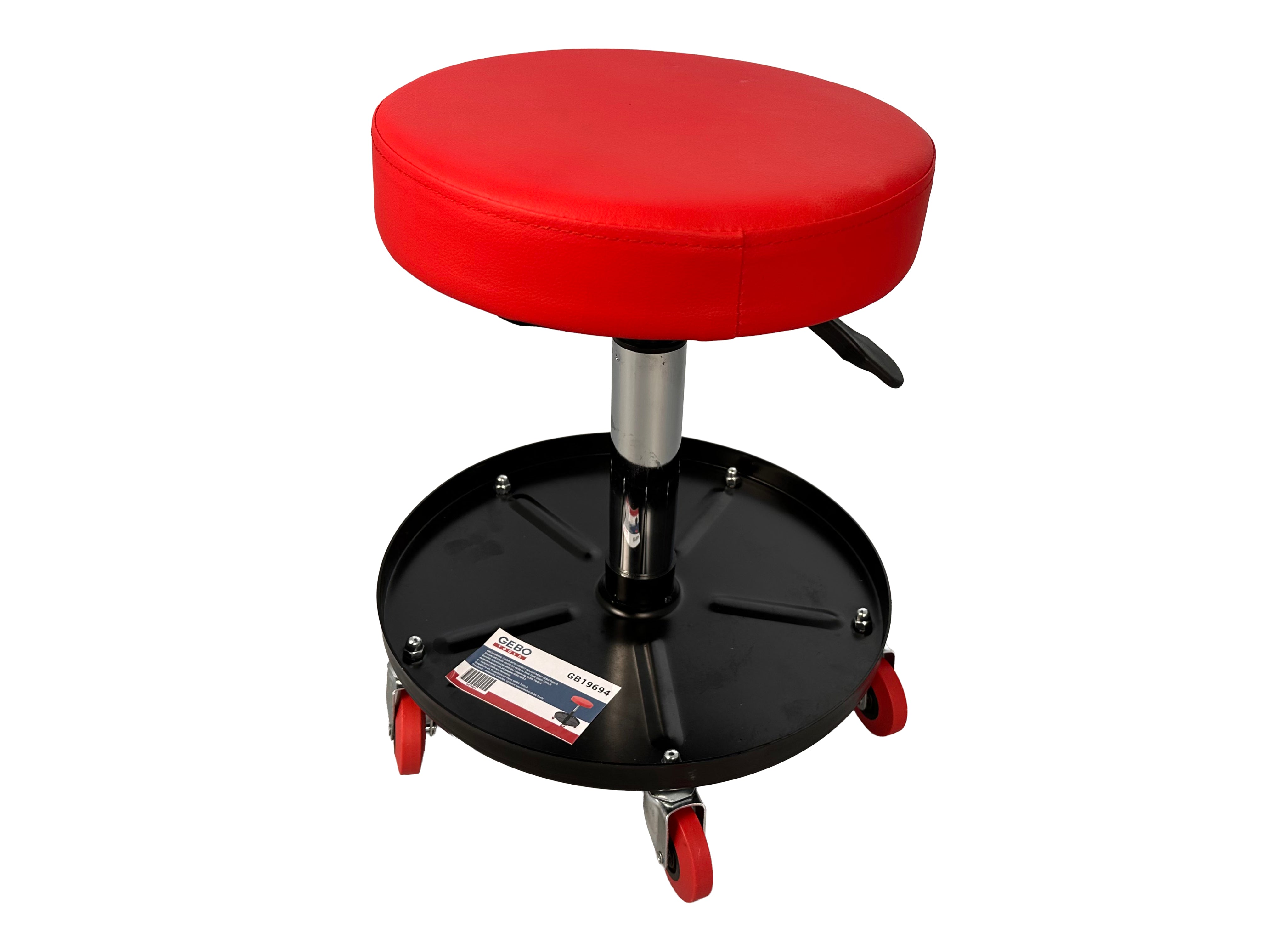 Sgabello per officina regolabile in altezza, sgabello di montaggio, carrello meccanico con ripiano porta-attrezzi, sgabello da officina, sgabello meccanico garage, Gebo Tools