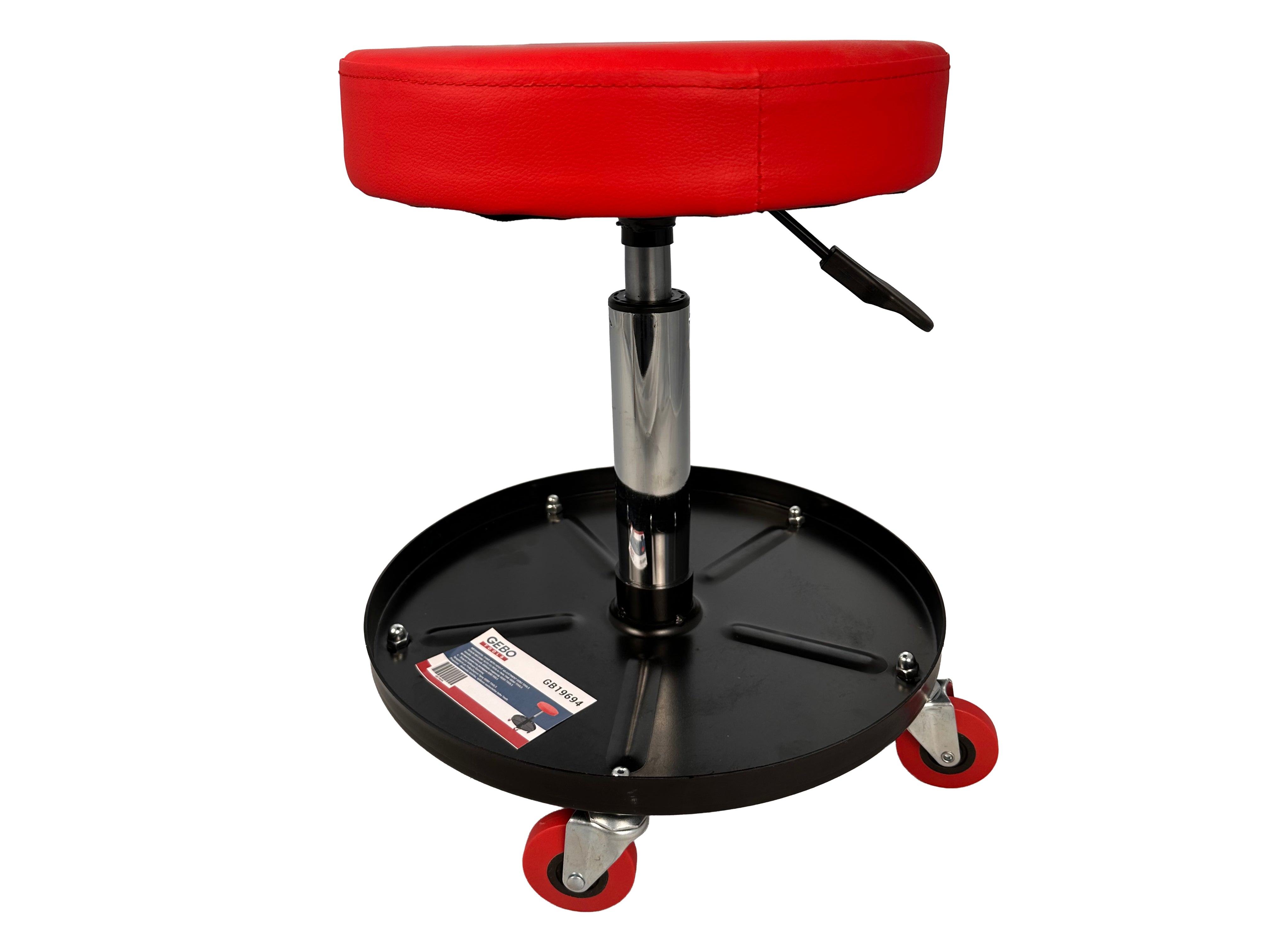 Sgabello per officina regolabile in altezza, sgabello di montaggio, carrello meccanico con ripiano porta-attrezzi, sgabello da officina, sgabello meccanico garage, Gebo Tools
