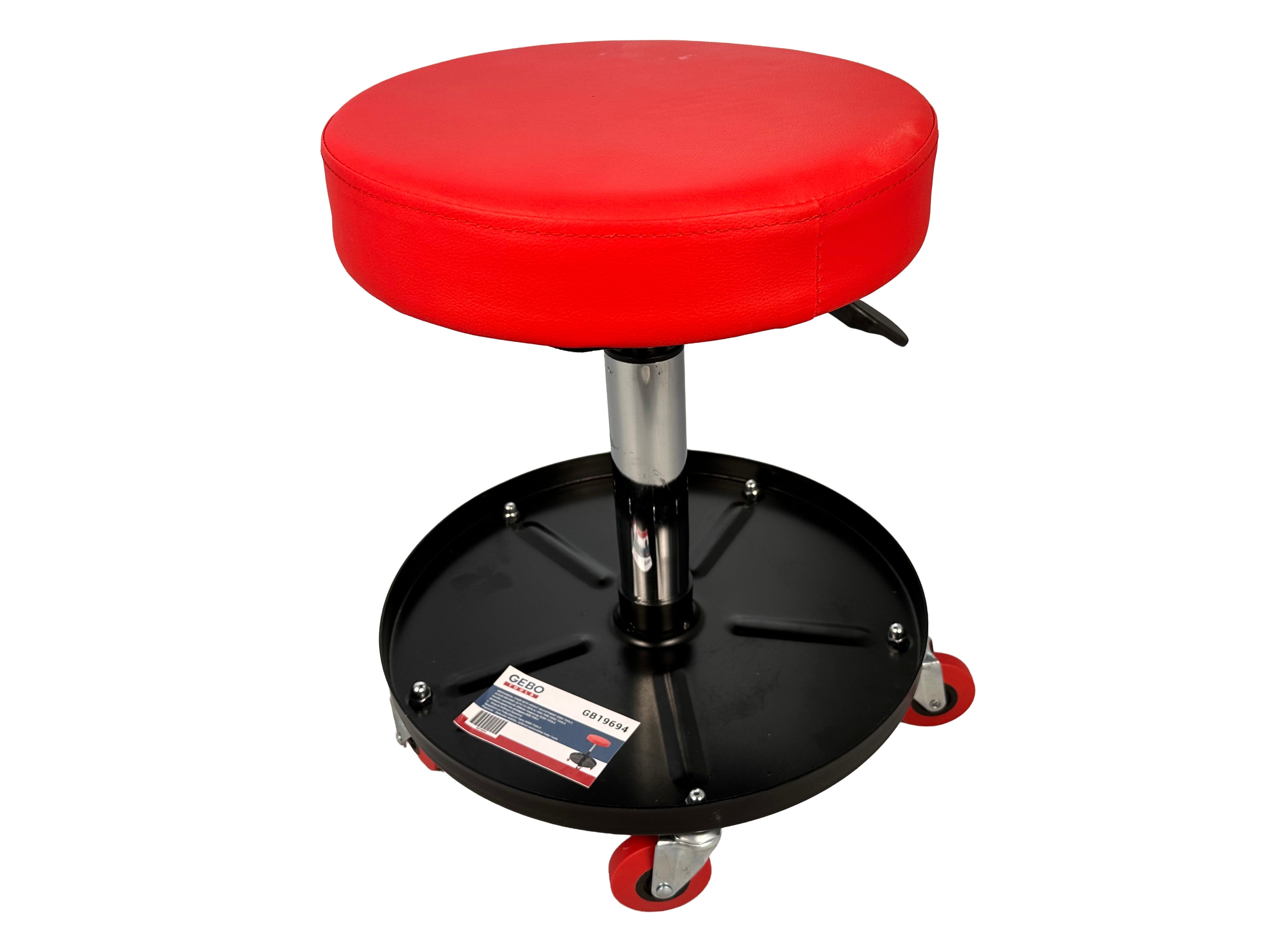 Sgabello per officina regolabile in altezza, sgabello di montaggio, carrello meccanico con ripiano porta-attrezzi, sgabello da officina, sgabello meccanico garage, Gebo Tools
