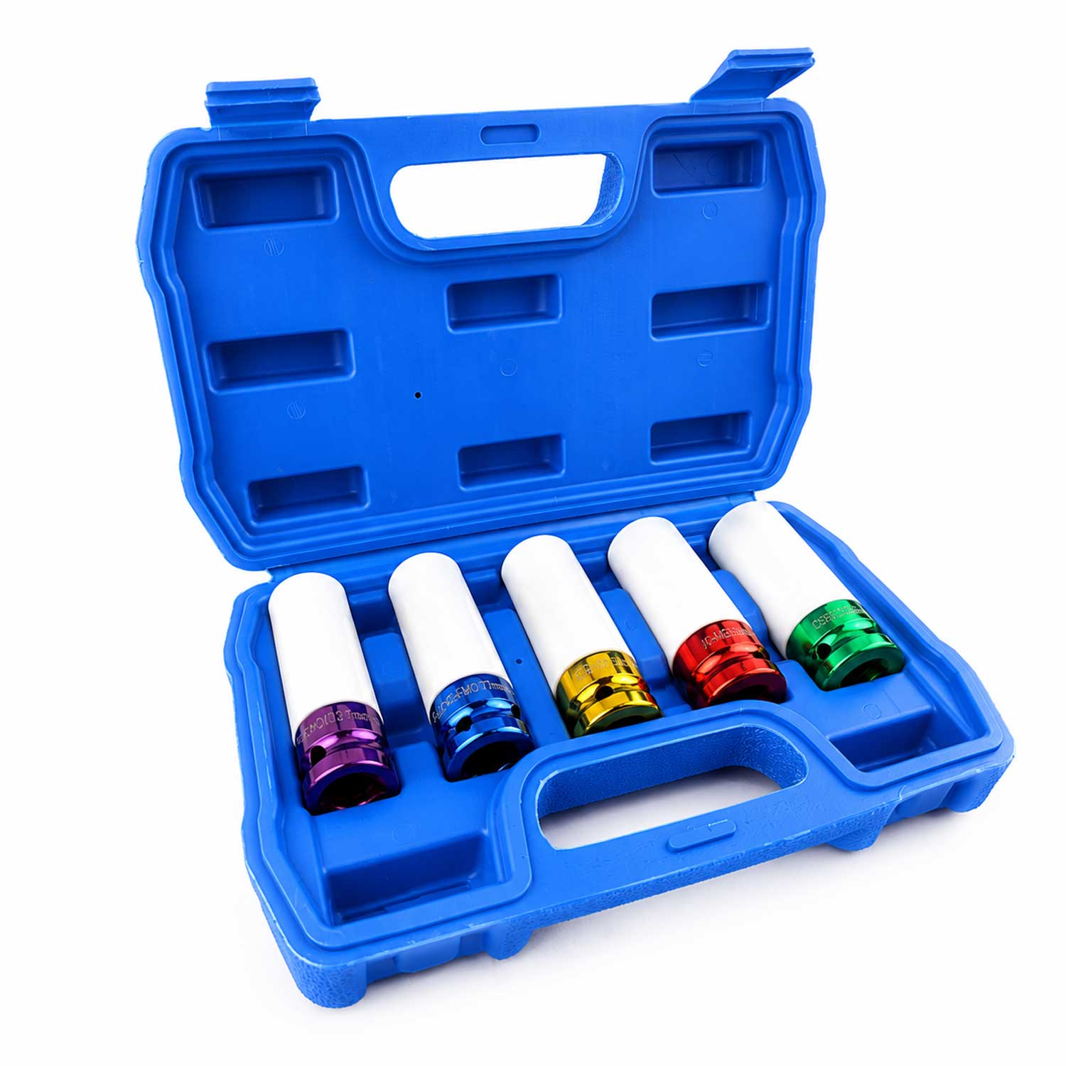 Set-kit chiave a bussola in Cr-V, rivestiti in teflon per cerchi in lega auto 5 pezzi Gebo Tools