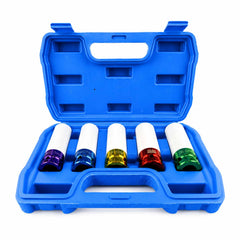 Set-kit chiave a bussola in Cr-V, rivestiti in teflon per cerchi in lega auto 5 pezzi Gebo Tools