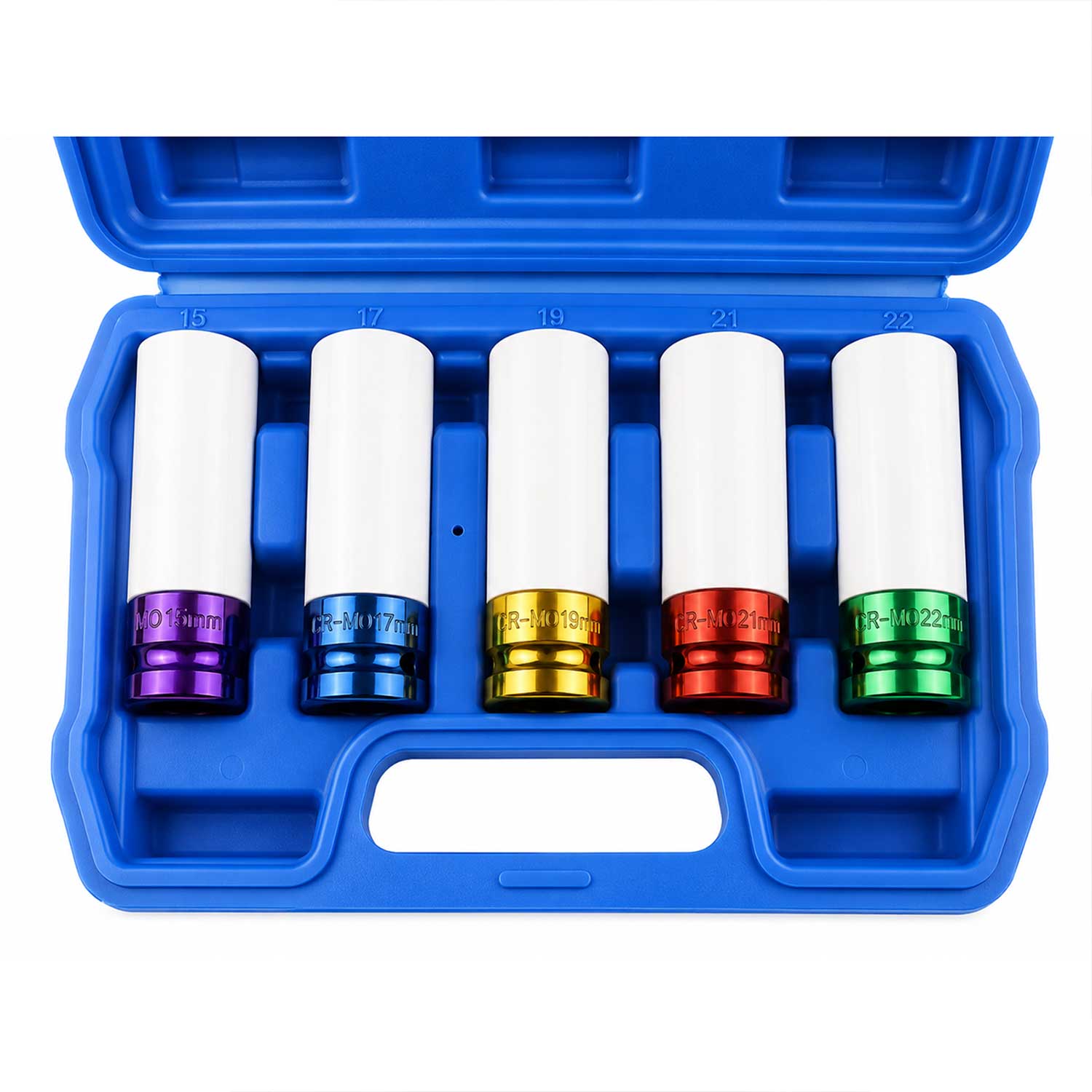 Set-kit chiave a bussola in Cr-V, rivestiti in teflon per cerchi in lega auto 5 pezzi Gebo Tools