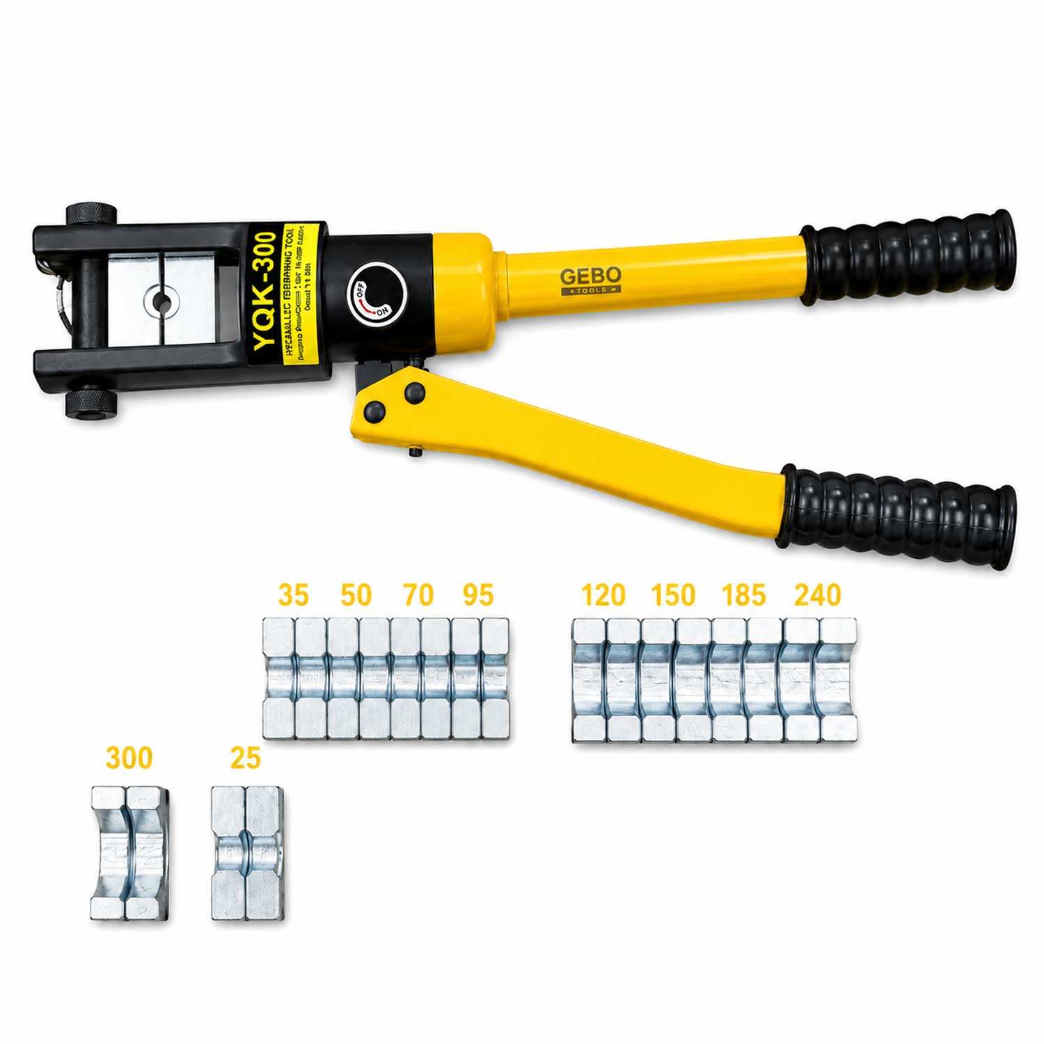 Pinza crimpatrice idraulica manuale , kit-set pressatrice con ganasce intercambiabili da 16–300 mm², 13 tonnellate Gebo Tools