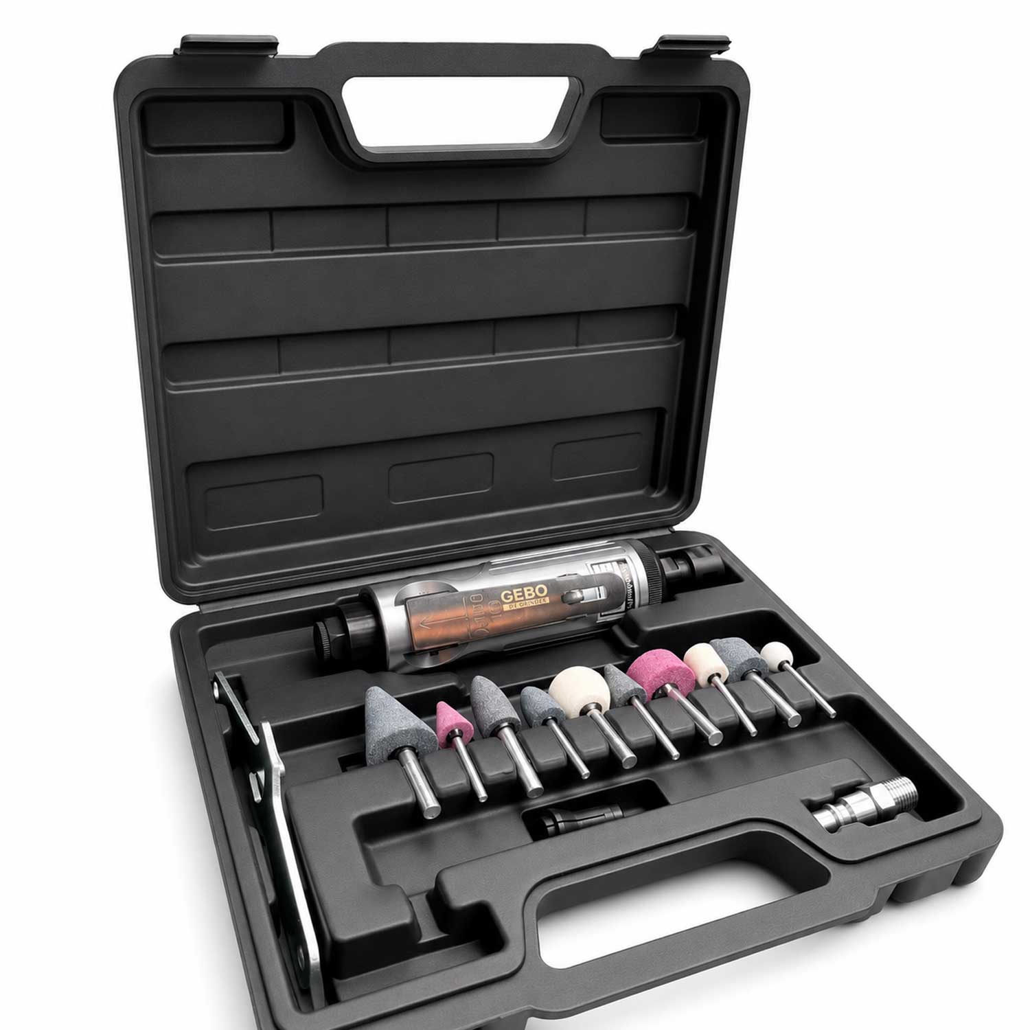 Set-kit smerigliatrice pneumatica dritta con accessori Gebo Tools