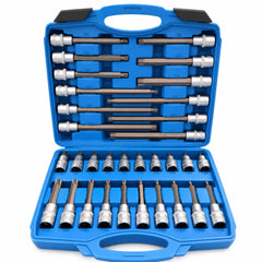 Set-kit chiavi a bussola con inserti Torx lunghi 1/2
