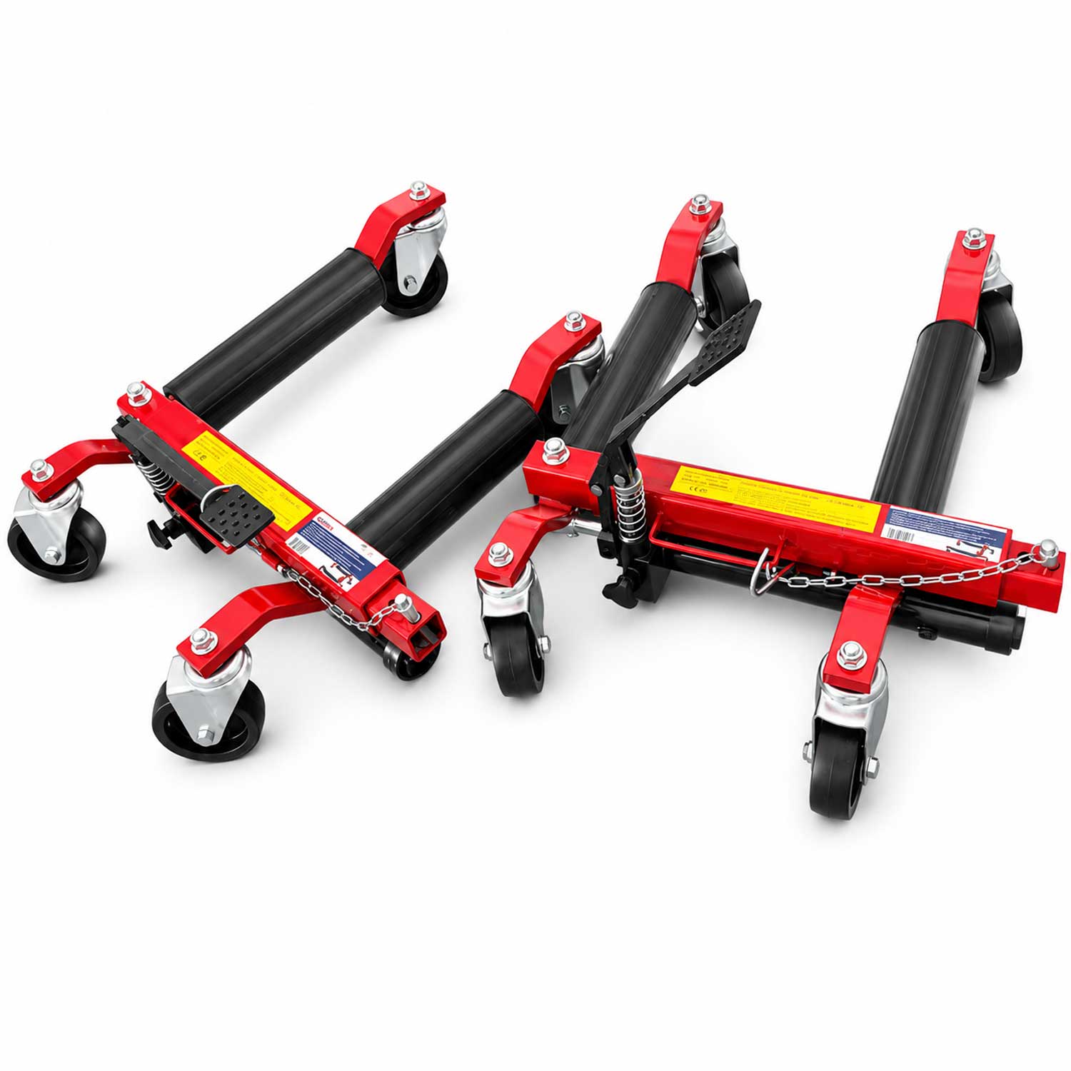 Dispositivo idraulico per spostamento veicoli incidentati , kit carrelli sposta auto moto danneggiate, set sollevatori-posizionatori parcheggio veicolo, garage, officina, con portata fino a 680 kg, Gebo Tools