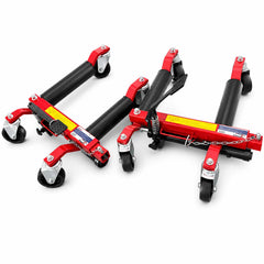 Dispositivo idraulico per spostamento veicoli incidentati , kit carrelli sposta auto moto danneggiate, set sollevatori-posizionatori parcheggio veicolo, garage, officina, con portata fino a 680 kg, Gebo Tools