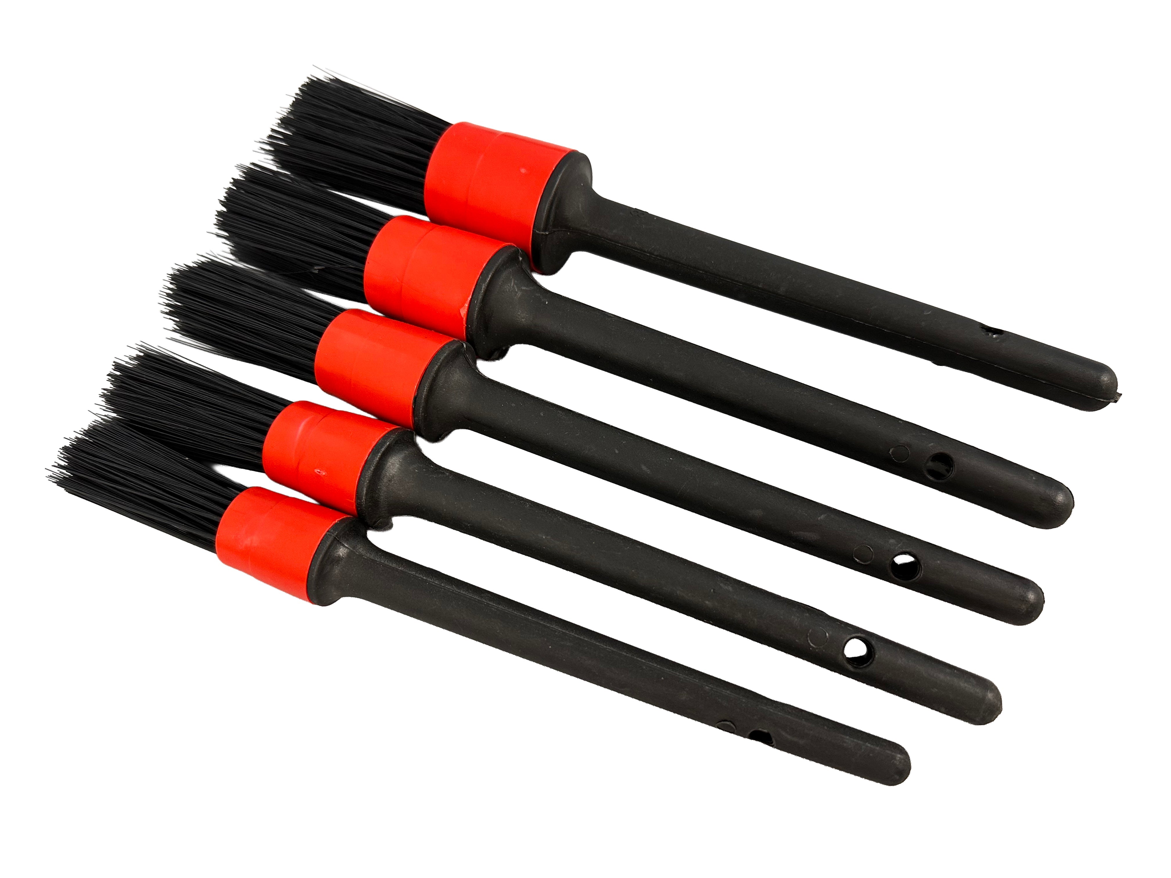 Spazzola di pulizia auto, spazzola per dettagli, detailing brush set, pulizia delicata e facile - uso universale - per cerchi, interni auto, motore, scarico, sedili, 5 pezzi, Gebo Tools
