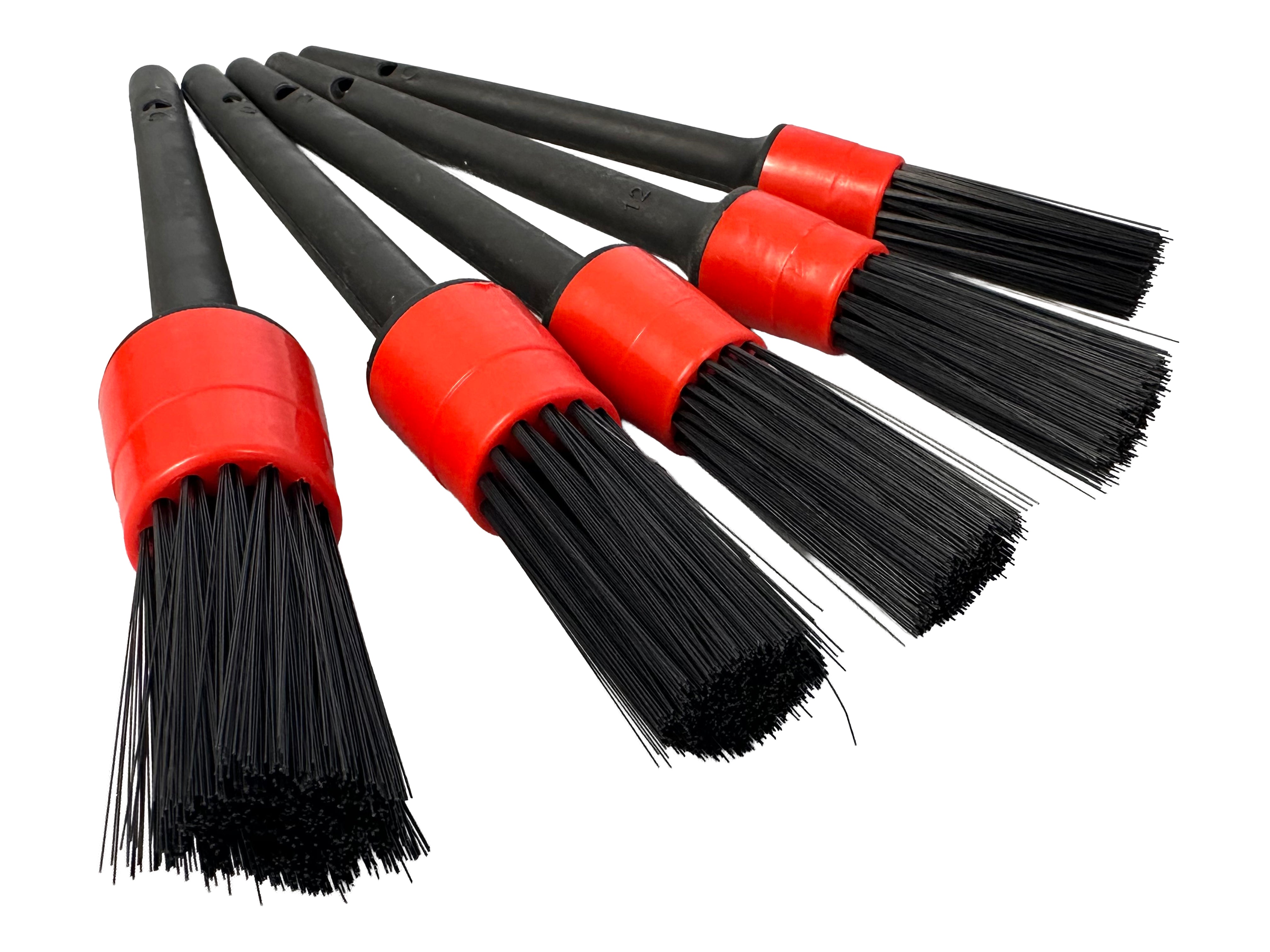 Spazzola di pulizia auto, spazzola per dettagli, detailing brush set, pulizia delicata e facile - uso universale - per cerchi, interni auto, motore, scarico, sedili, 5 pezzi, Gebo Tools