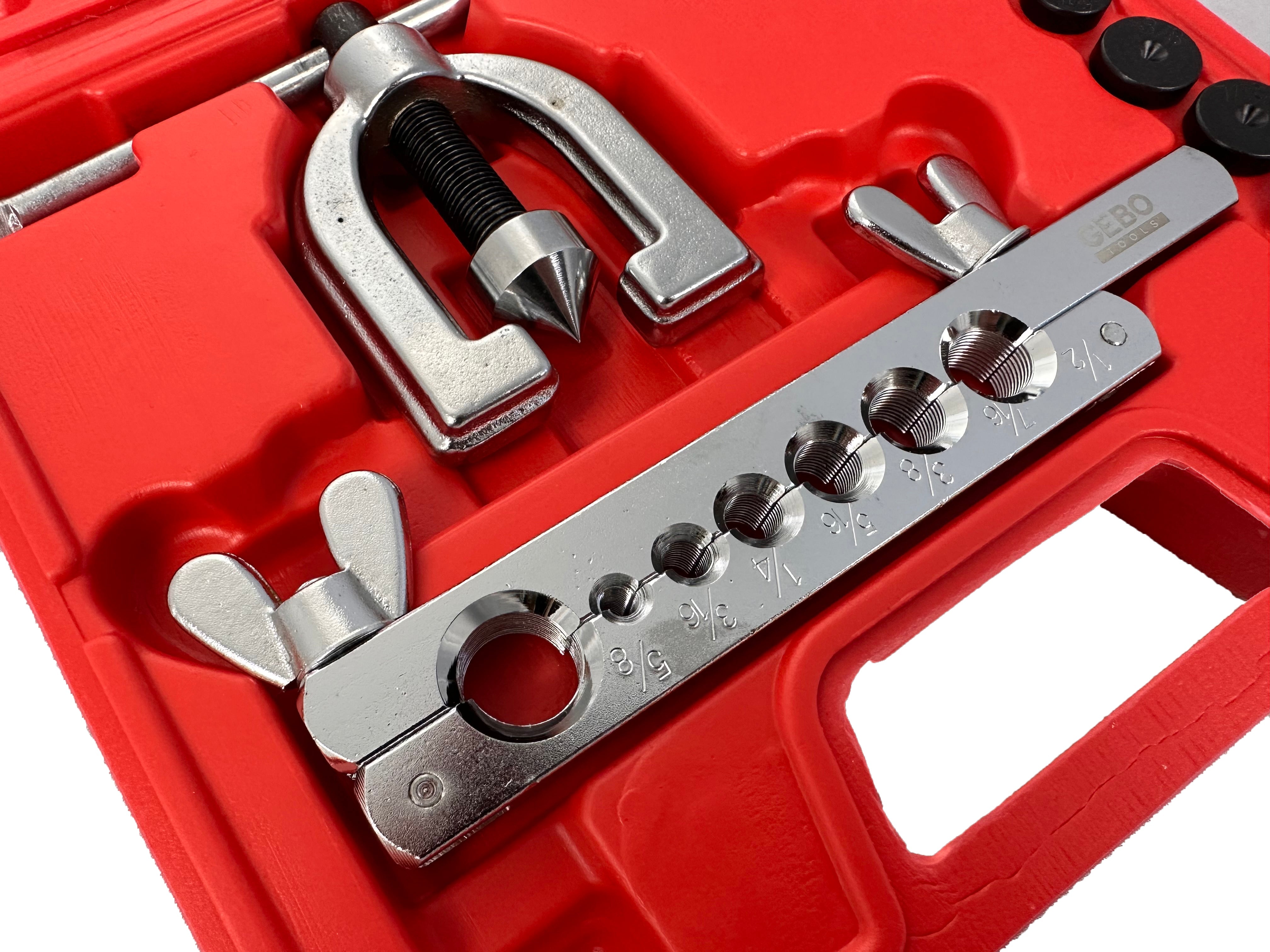 Set per la svasatura tubi e condotte freni , svasatore, cartellatrice per tubi Gebo Tools
