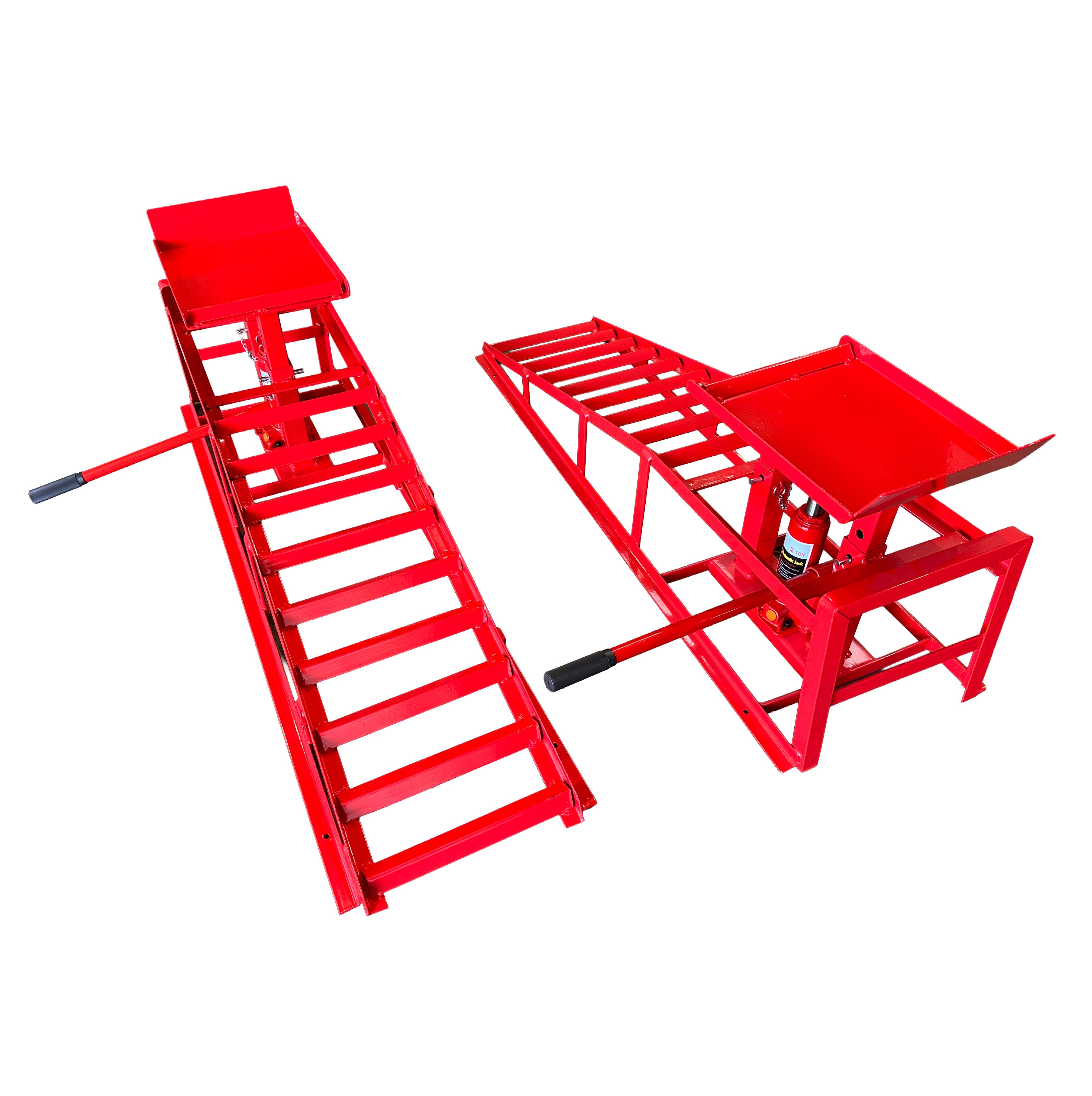 2x rampe di sollevamento con martinetto idraulico max 2000 kg 2 t altezza regolabile rampa di carico, Gebo Tools