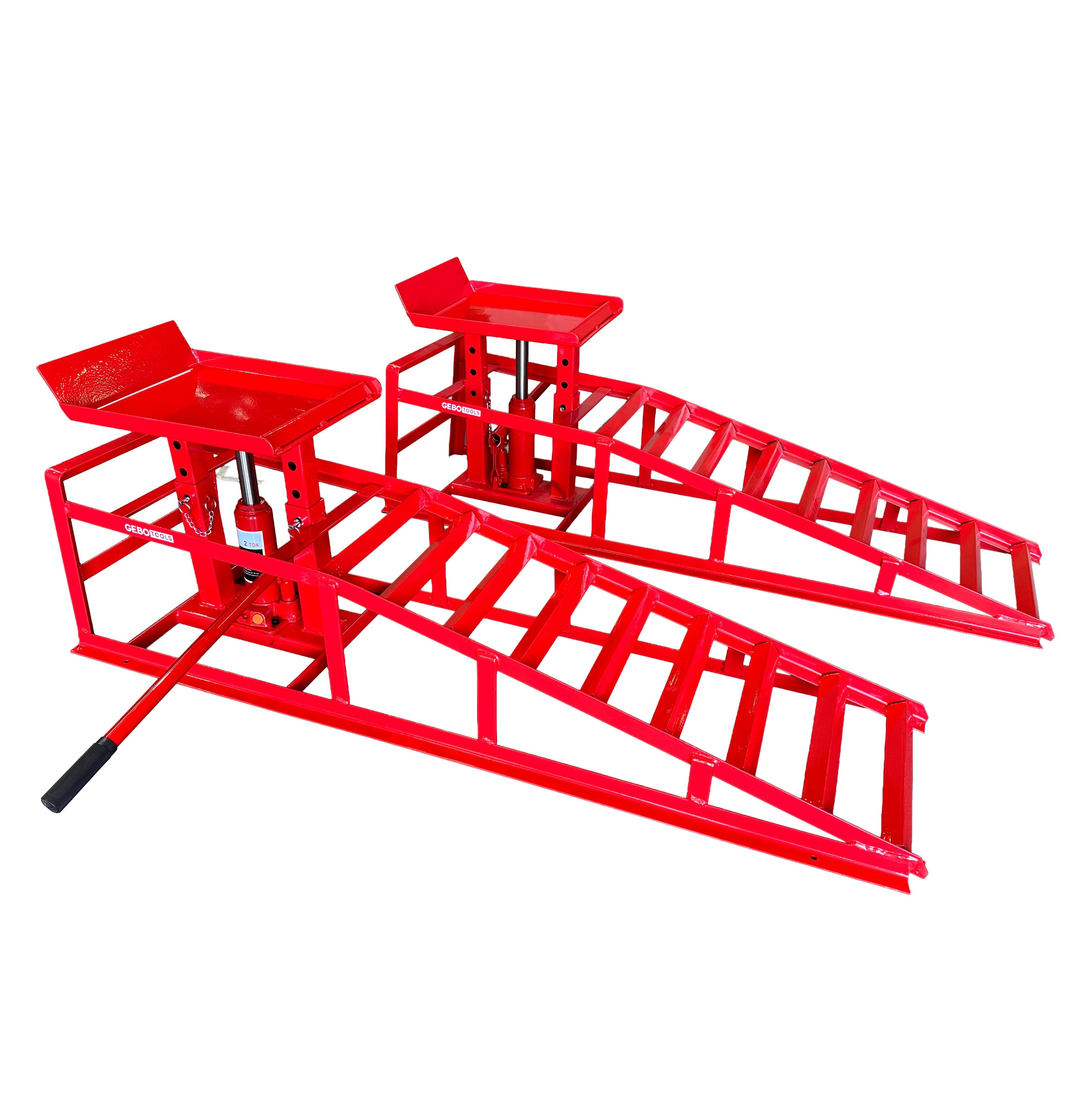 2x rampe di sollevamento con martinetto idraulico max 2000 kg 2 t altezza regolabile rampa di carico, Gebo Tools