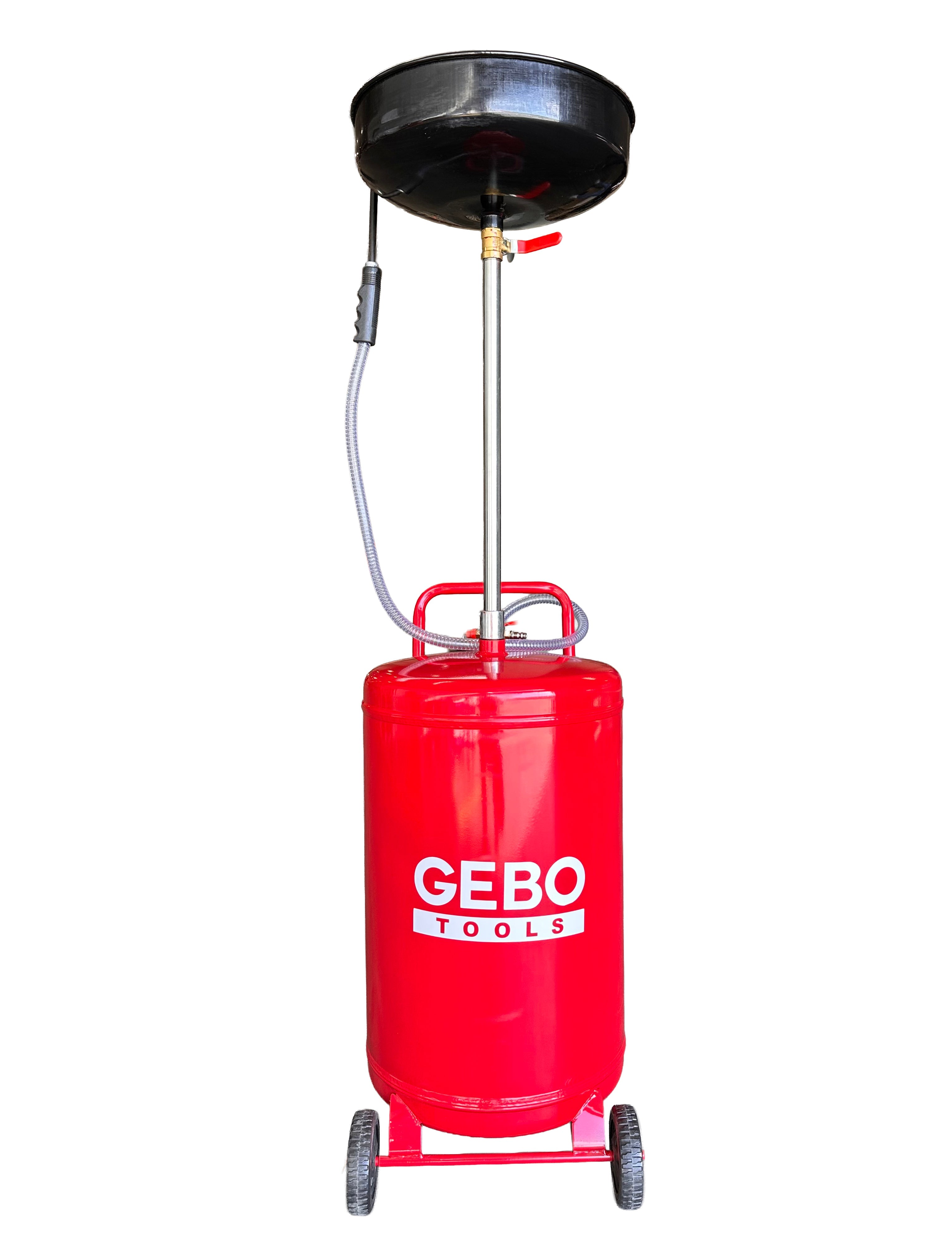 Recuperatore pneumatico di cambio dell'olio da aspirazione e da gravità 70 litri, per olio esausto con vasca di raccolta, asta regolabile, Gebo Tools
