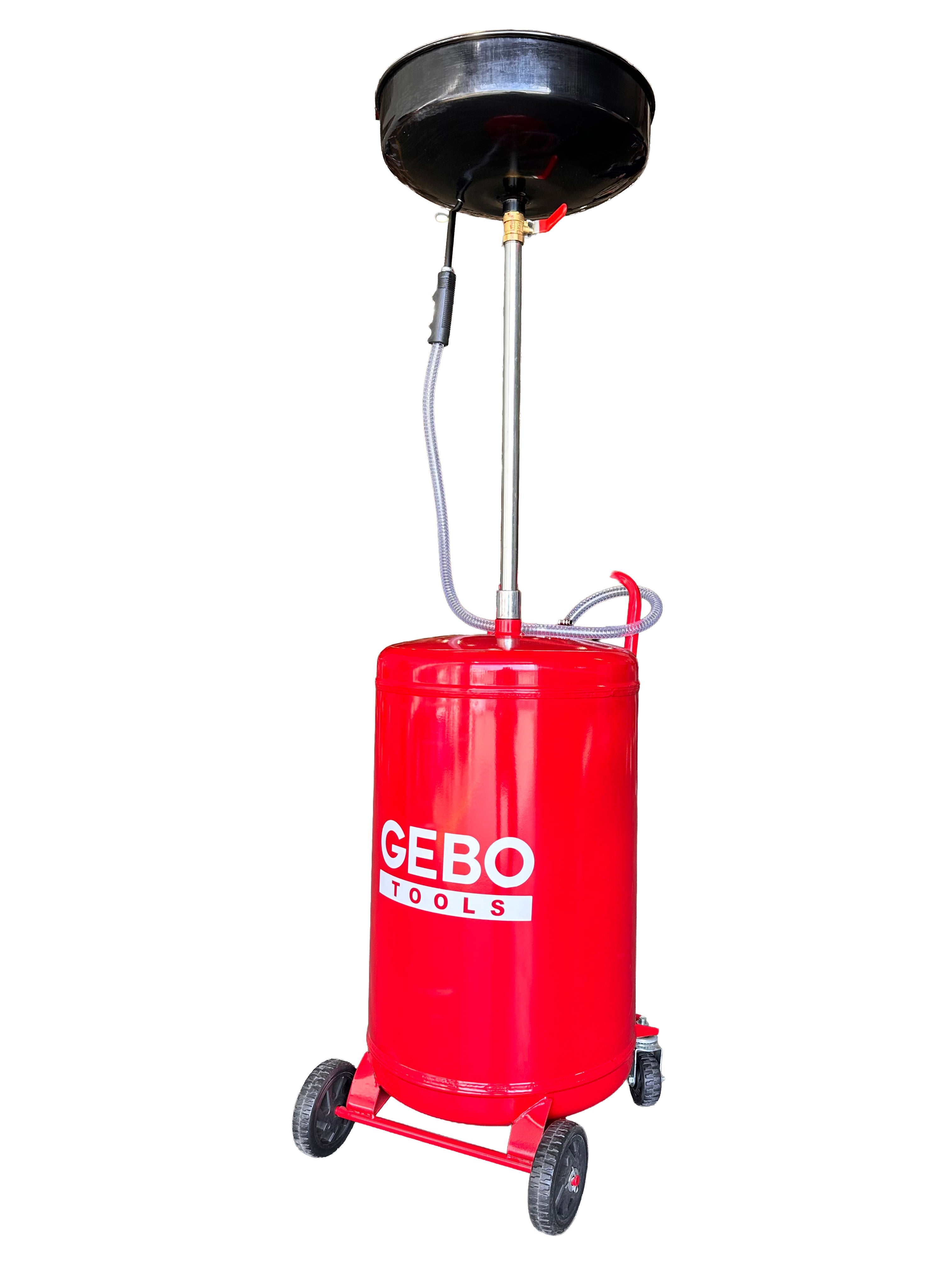 Recuperatore pneumatico di cambio dell'olio da aspirazione e da gravità 70 litri, per olio esausto con vasca di raccolta, asta regolabile, Gebo Tools