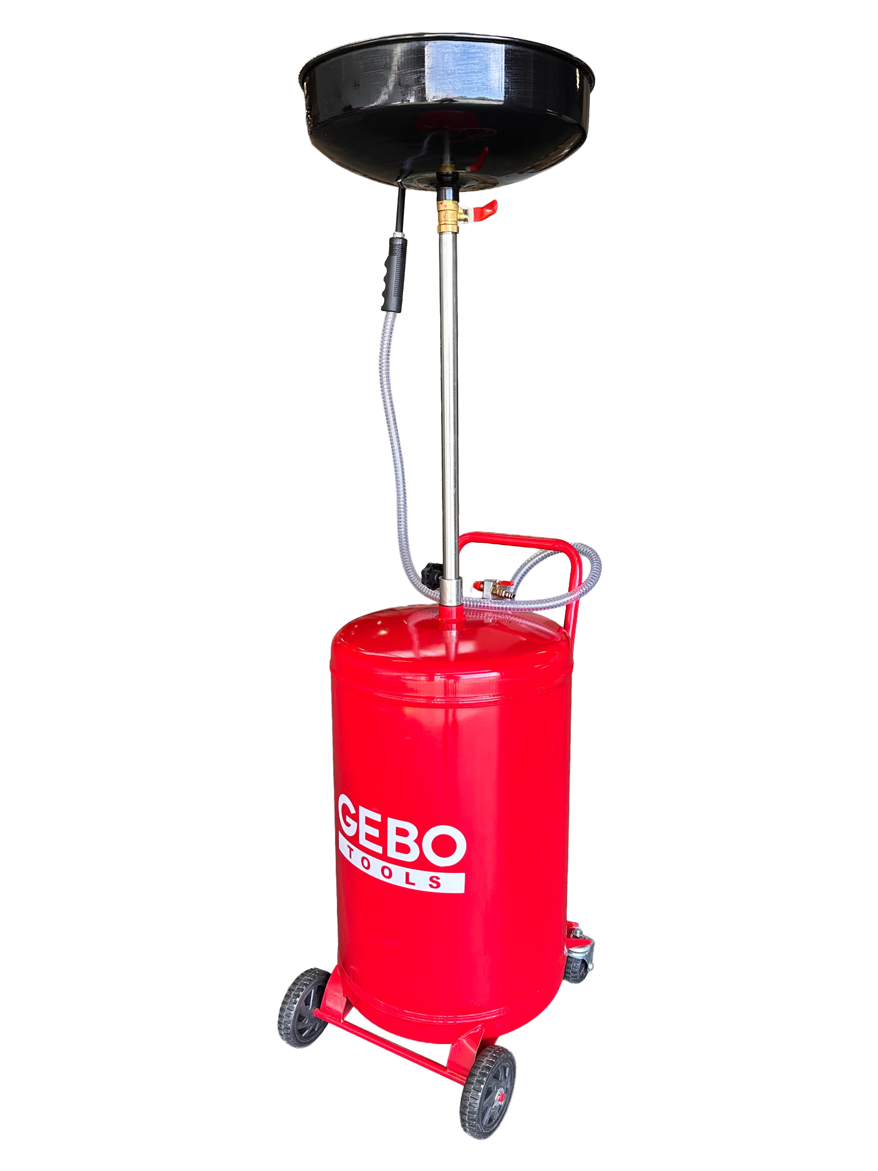 Recuperatore pneumatico di cambio dell'olio da aspirazione e da gravità 70 litri, per olio esausto con vasca di raccolta, asta regolabile, Gebo Tools