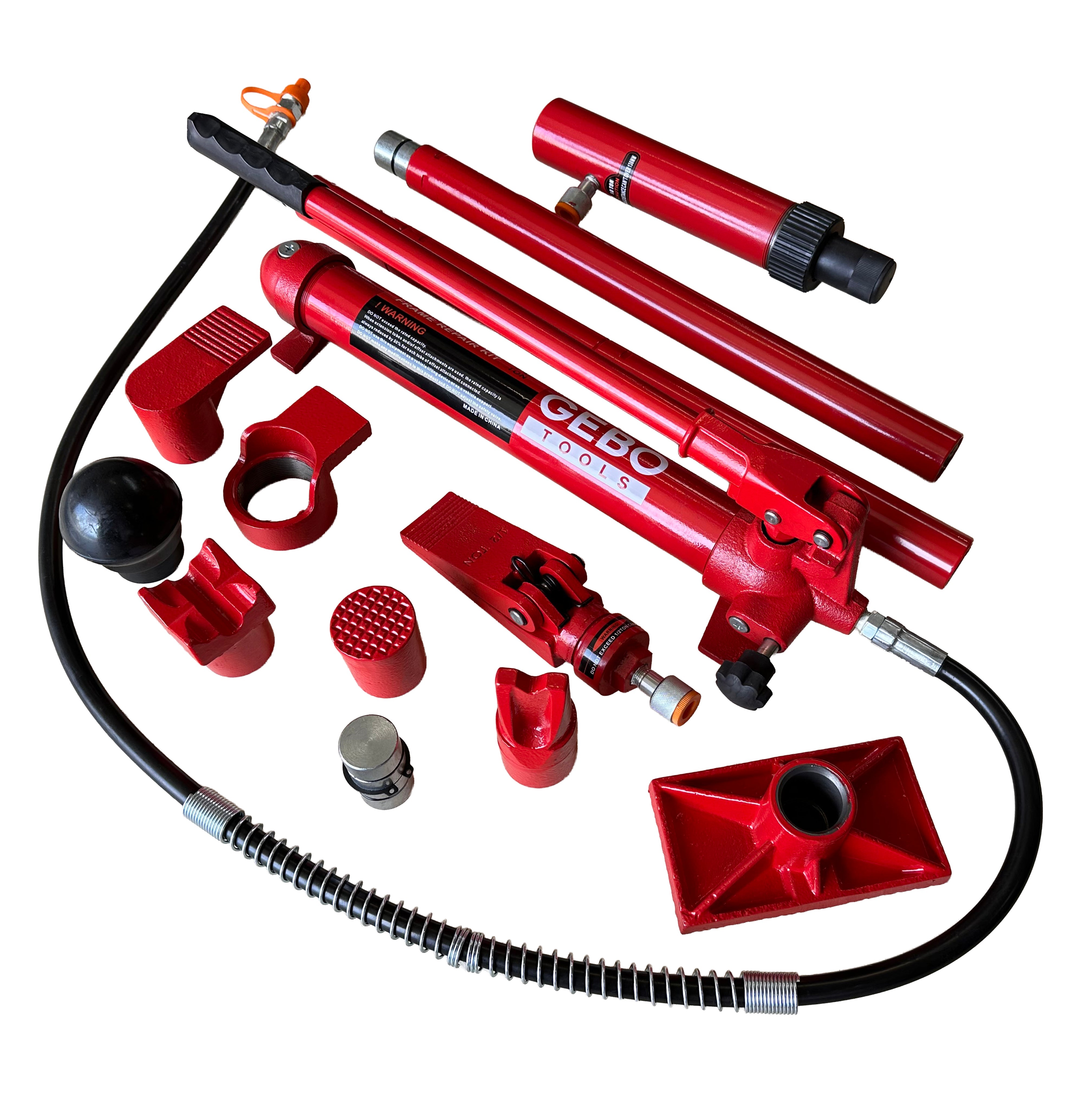 Kit per la raddrizzatura e la rimozione delle ammaccature della carrozzeria, kit per riparazione carrozzeria auto, idraulico, 10 tonnellate, 15 pezzi Gebo Tools